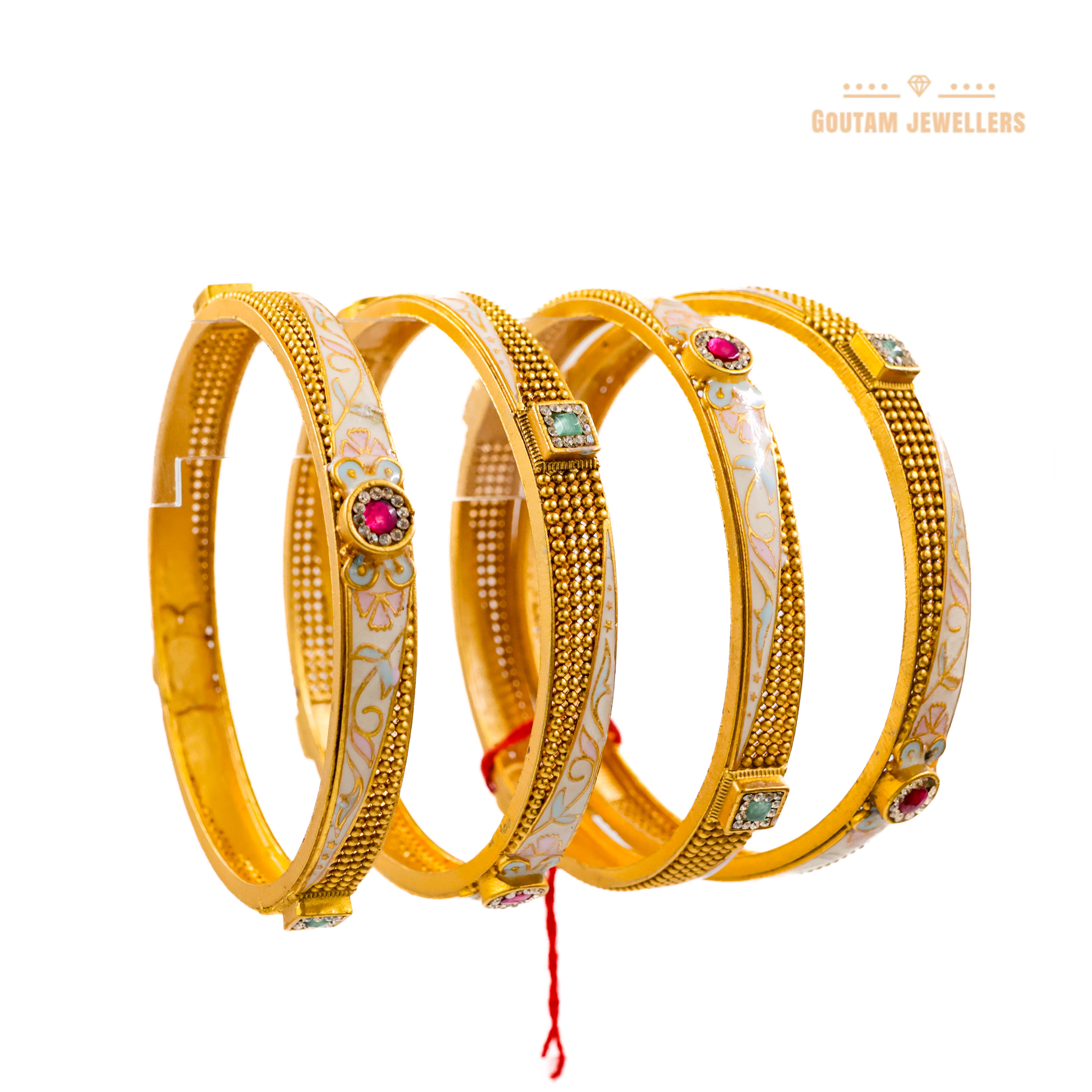 Goutam Jewellers By Ashok Rathod - Rajwadi Swarkosi stones 4pc Bangles