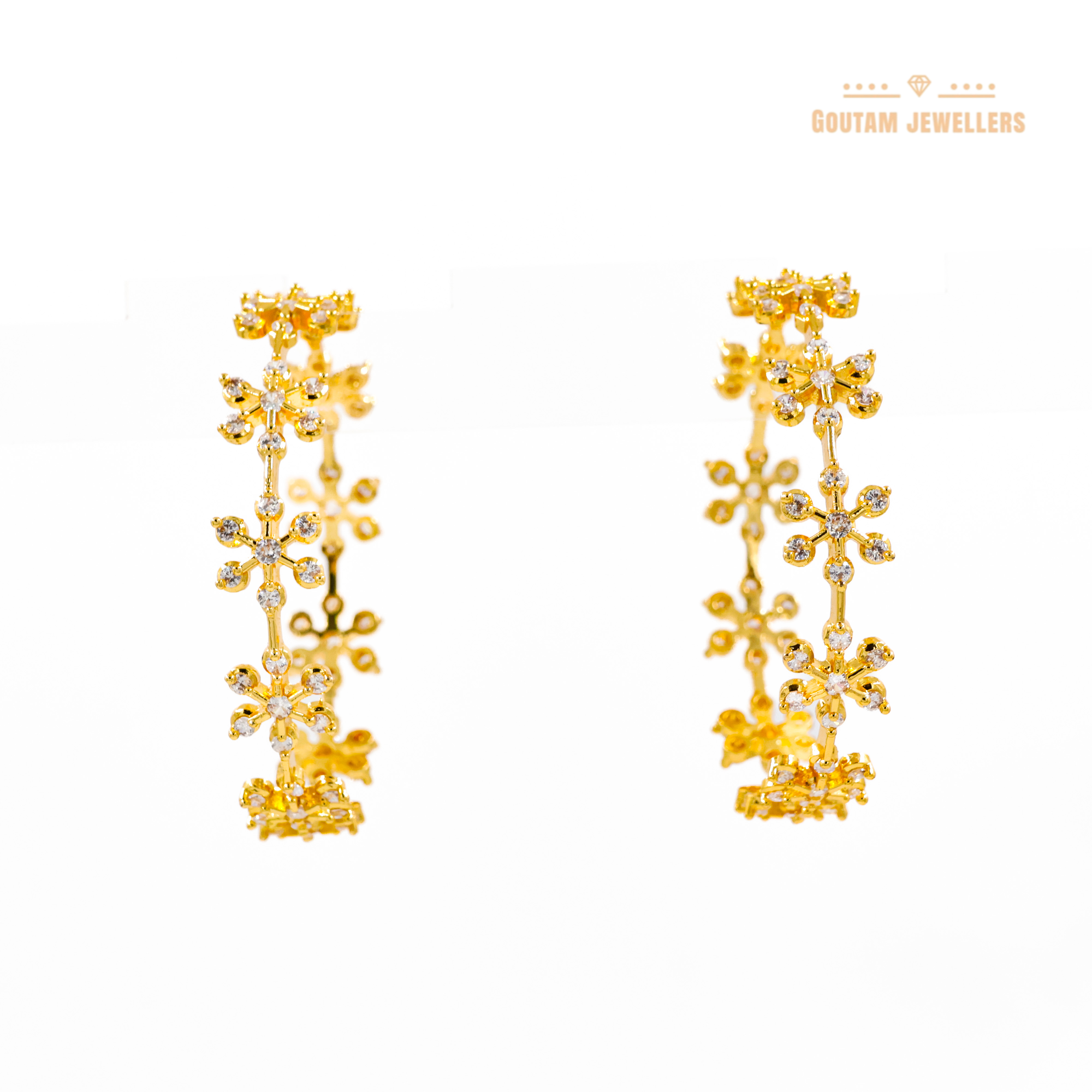 Goutam Jewellers By Ashok Rathod - Aamrican Diamond flower Design Stones Bangles
