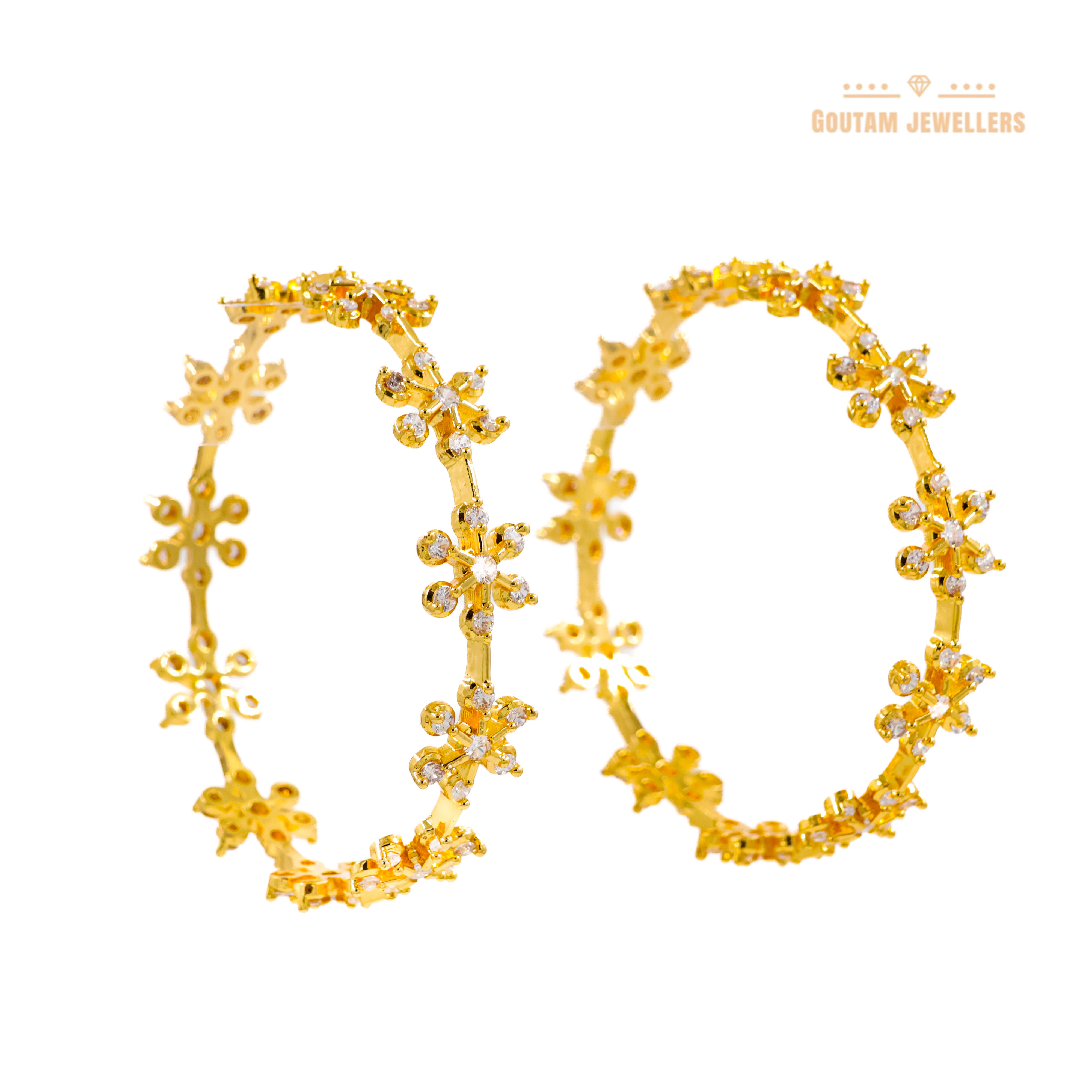 Goutam Jewellers By Ashok Rathod - Aamrican Diamond flower Design Stones Bangles