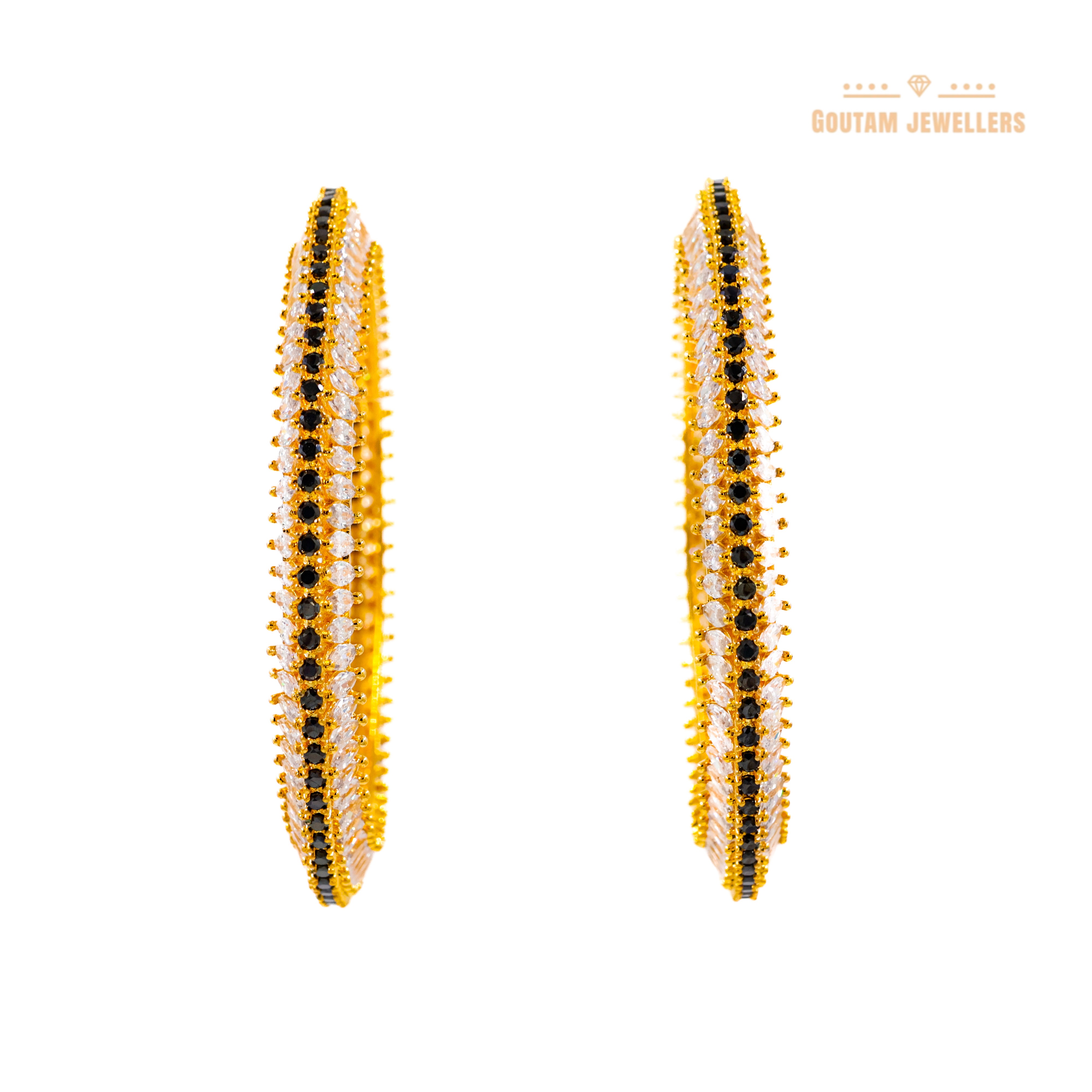 Goutam Jewellers By Ashok Rathod - Designer C.Z Gohkru Bangles wth 2 sided Stones
