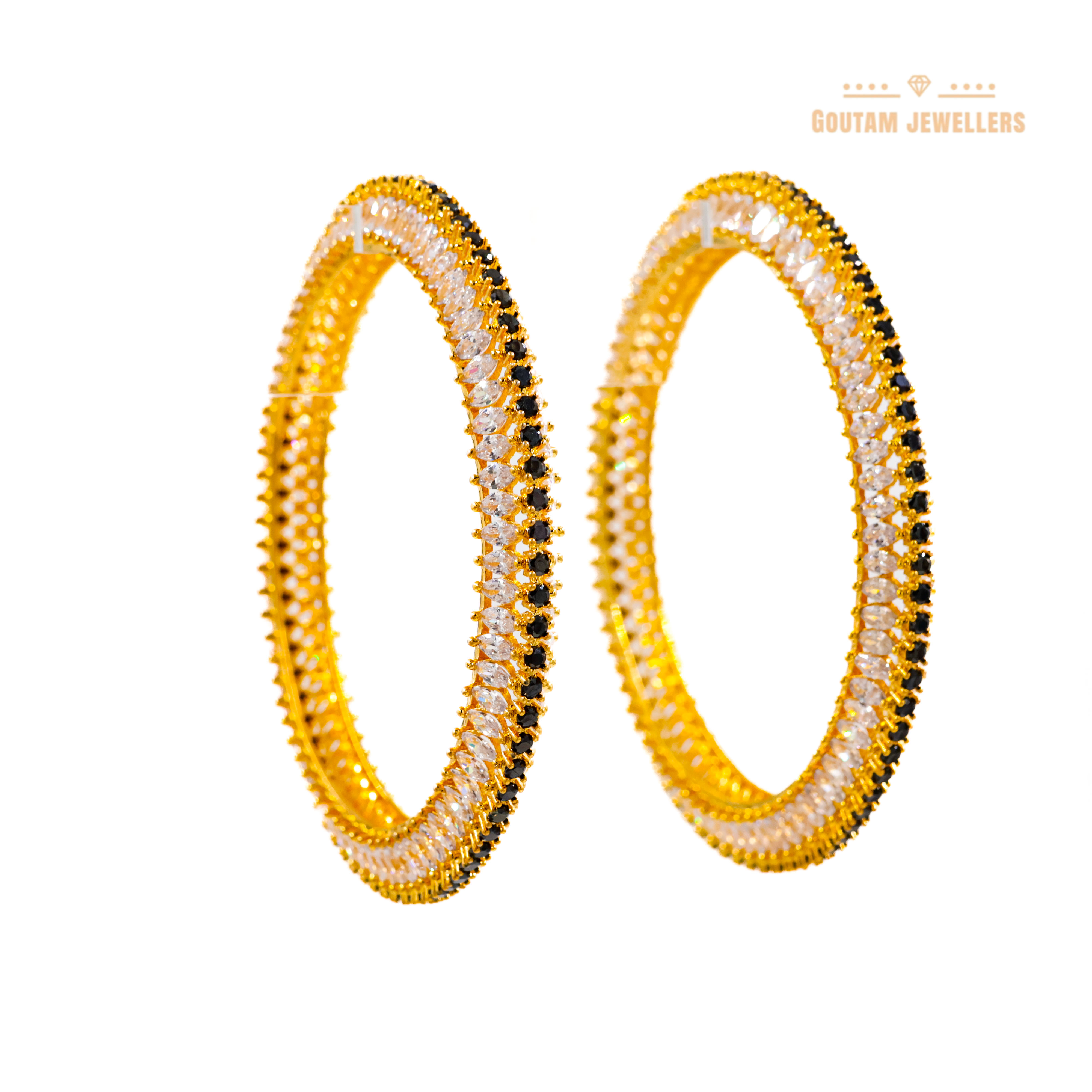 Goutam Jewellers By Ashok Rathod - Designer C.Z Gohkru Bangles wth 2 sided Stones