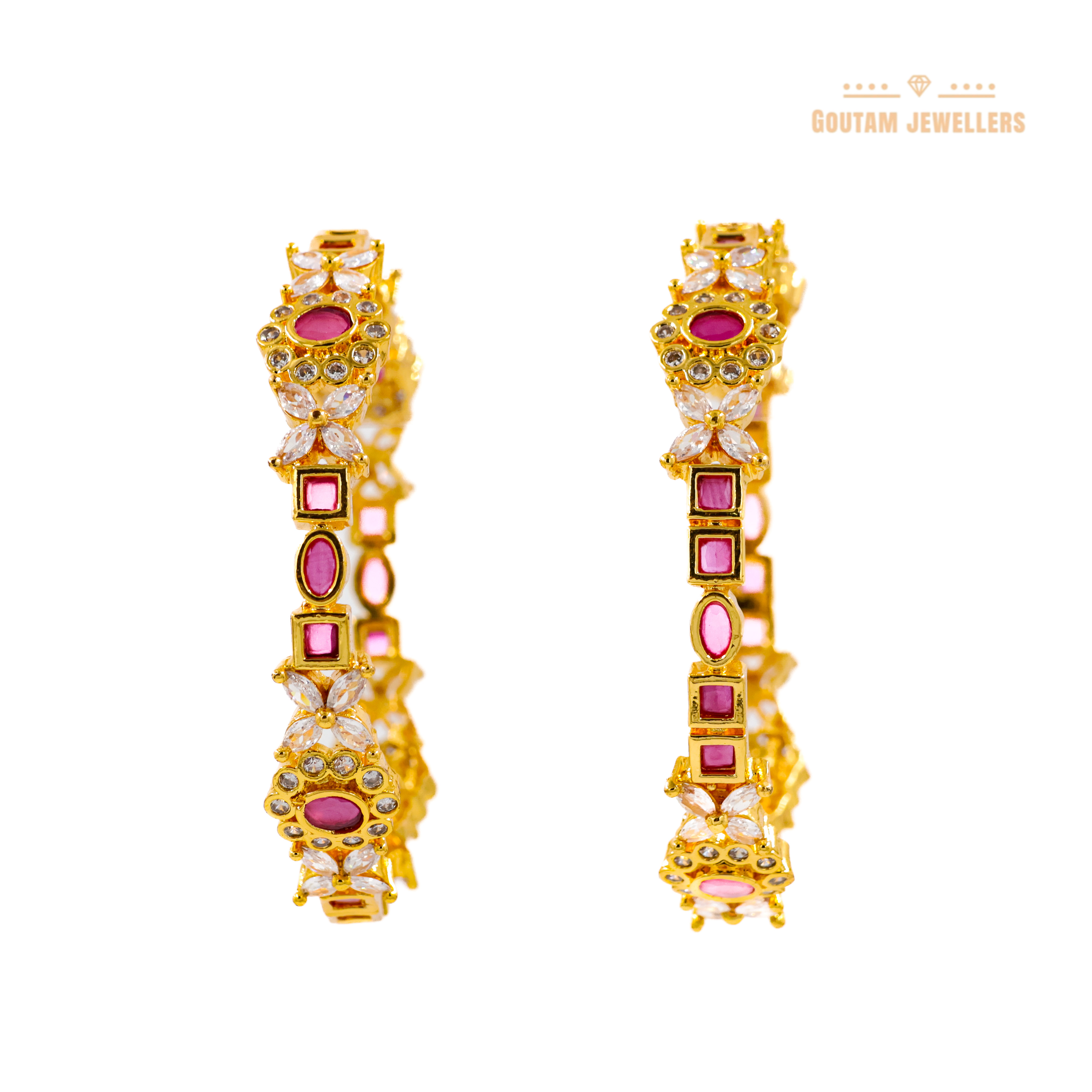 Goutam Jewellers By Ashok Rathod - Designer American Diamond Tempu Ruby Bangles