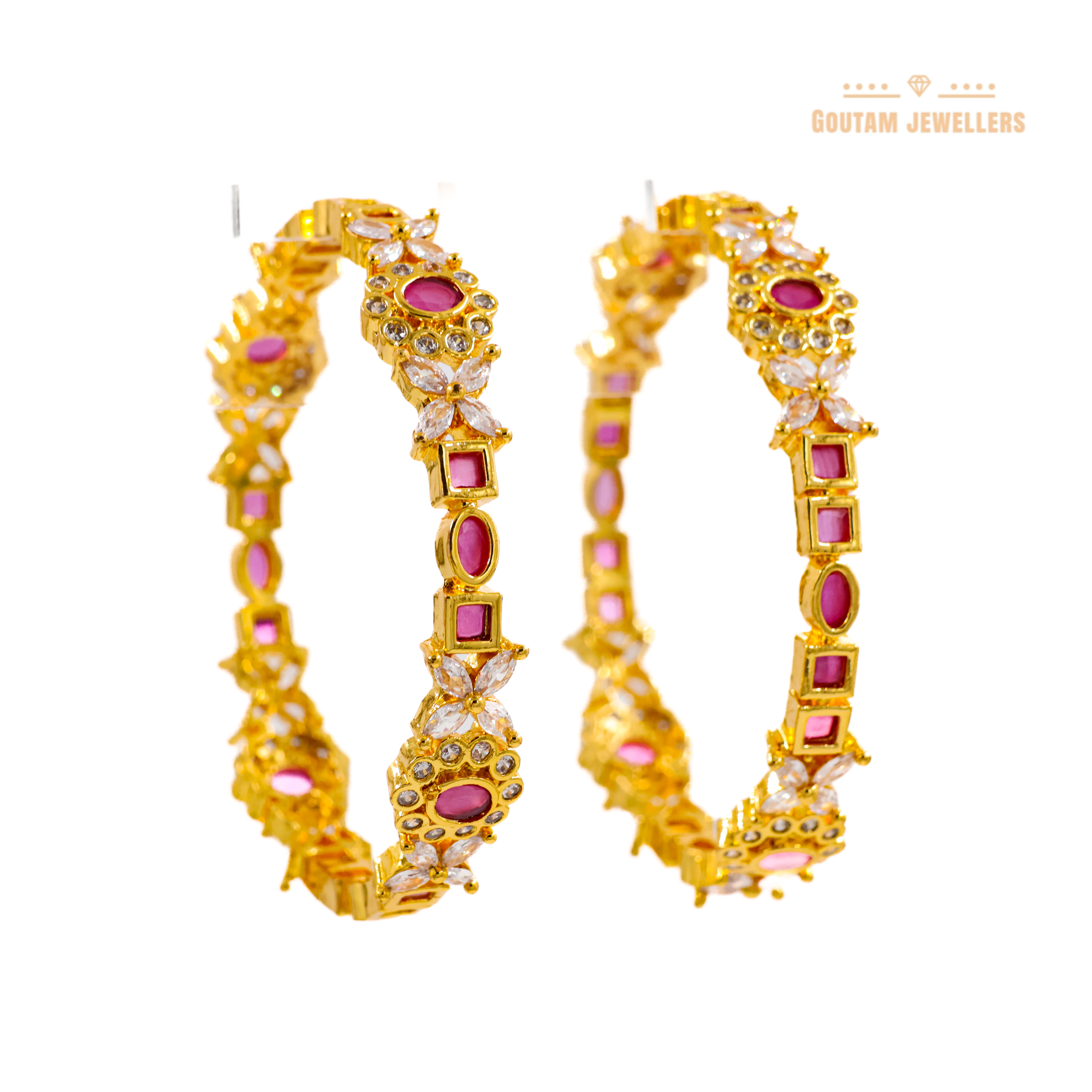 Goutam Jewellers By Ashok Rathod - Designer American Diamond Tempu Ruby Bangles