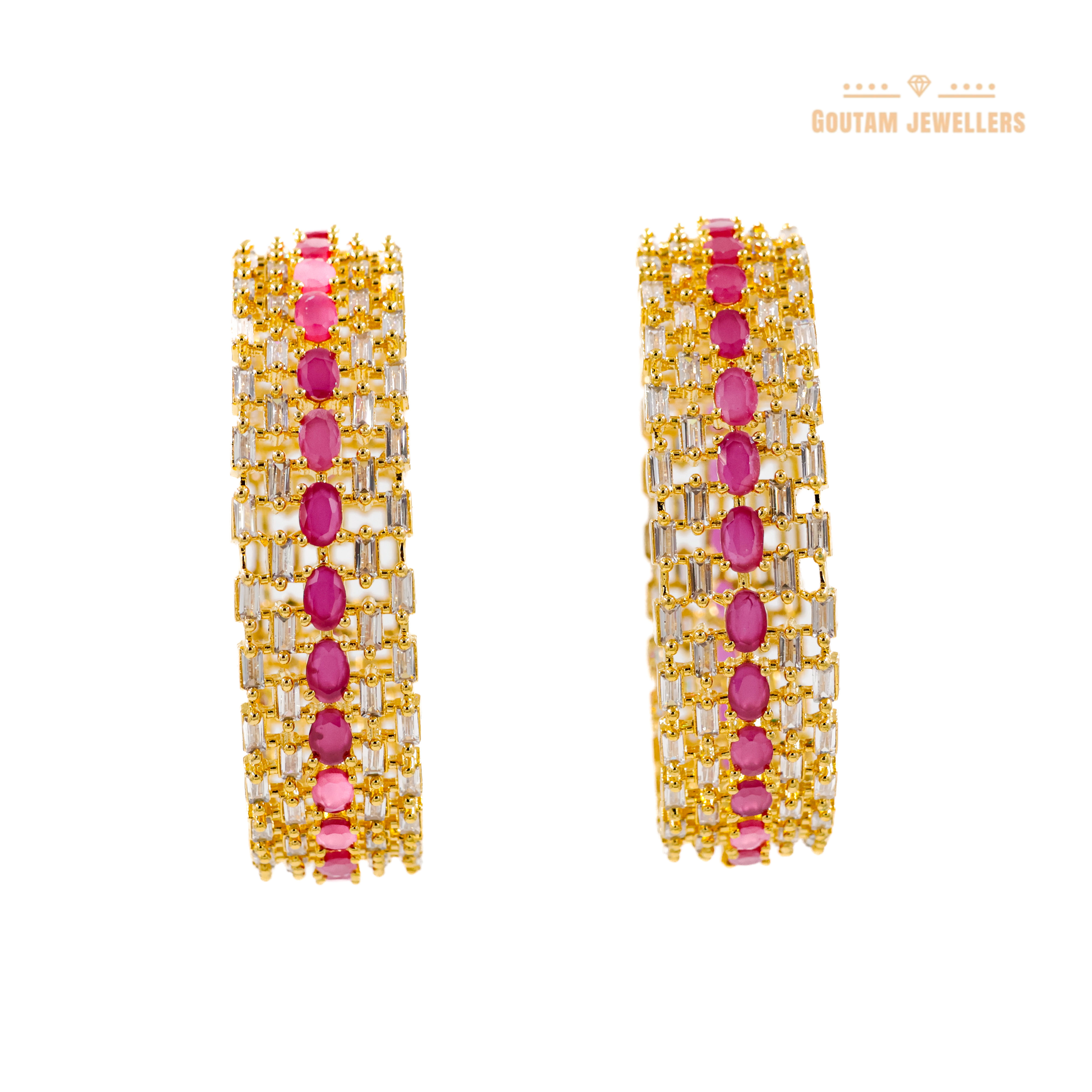 Goutam Jewellers By Ashok Rathod - Micro Gold Plated American Diamond CZ Studded Bangles