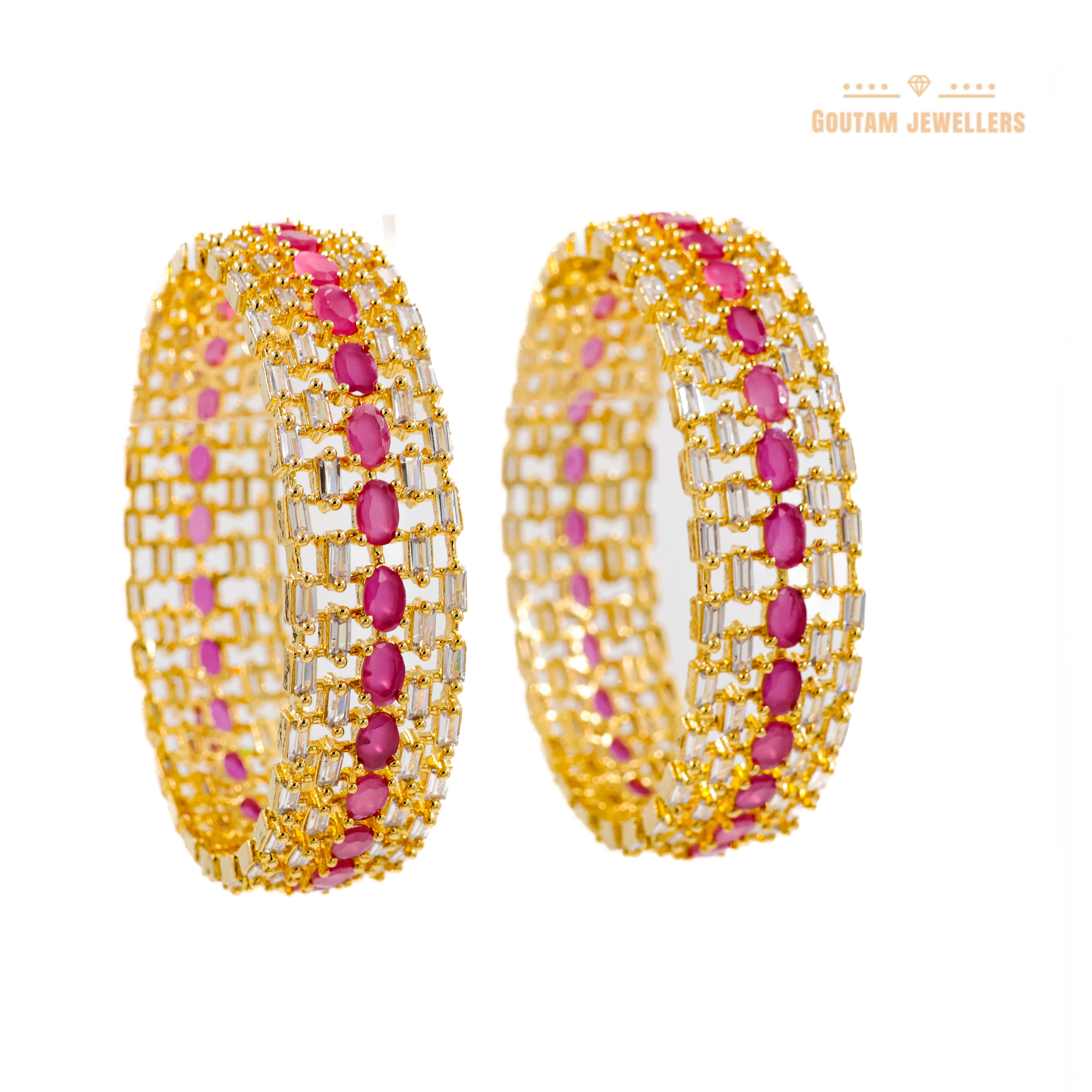 Goutam Jewellers By Ashok Rathod - Micro Gold Plated American Diamond CZ Studded Bangles