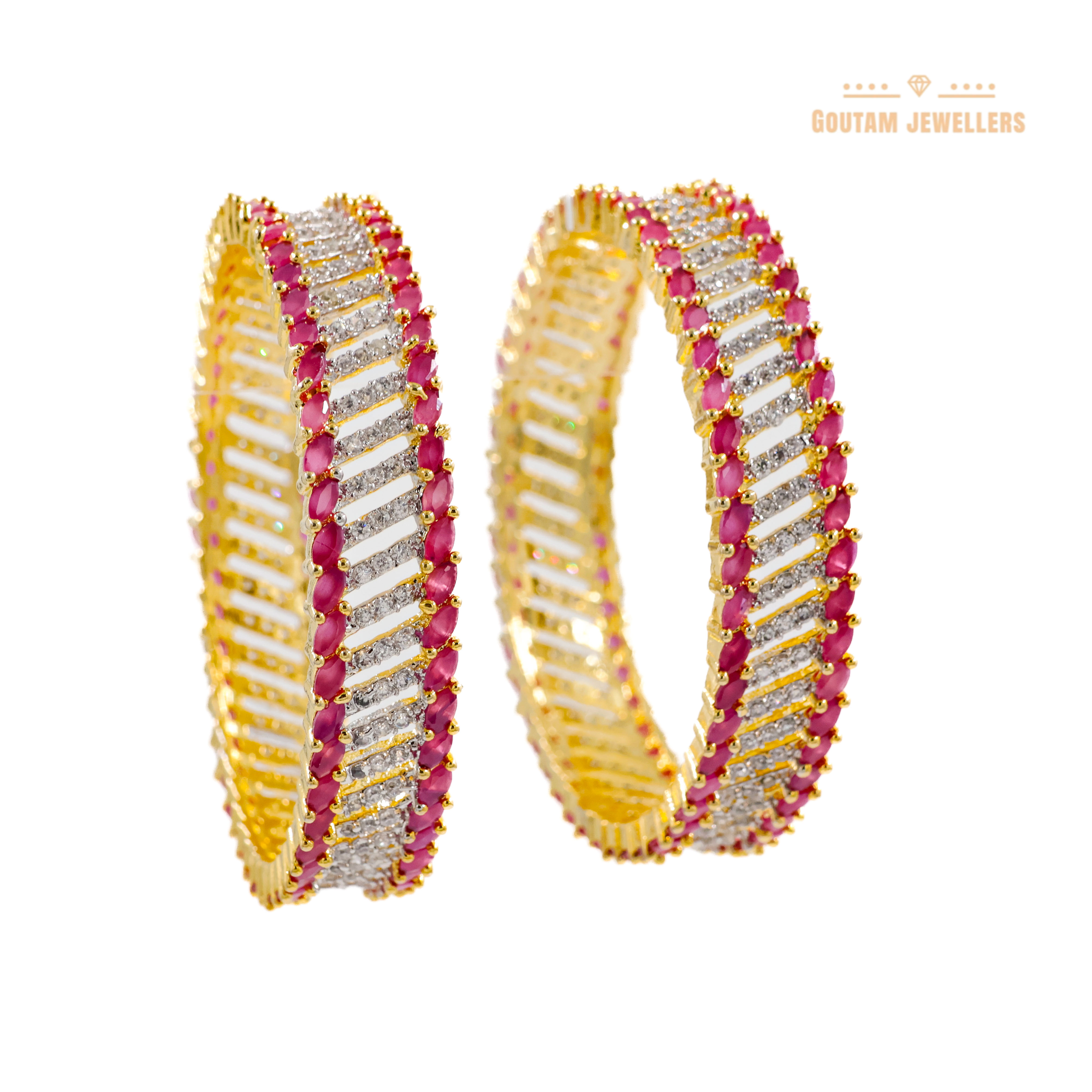 Goutam Jewellers By Ashok Rathod - Micro Gold Plated CZ Studded Bangles