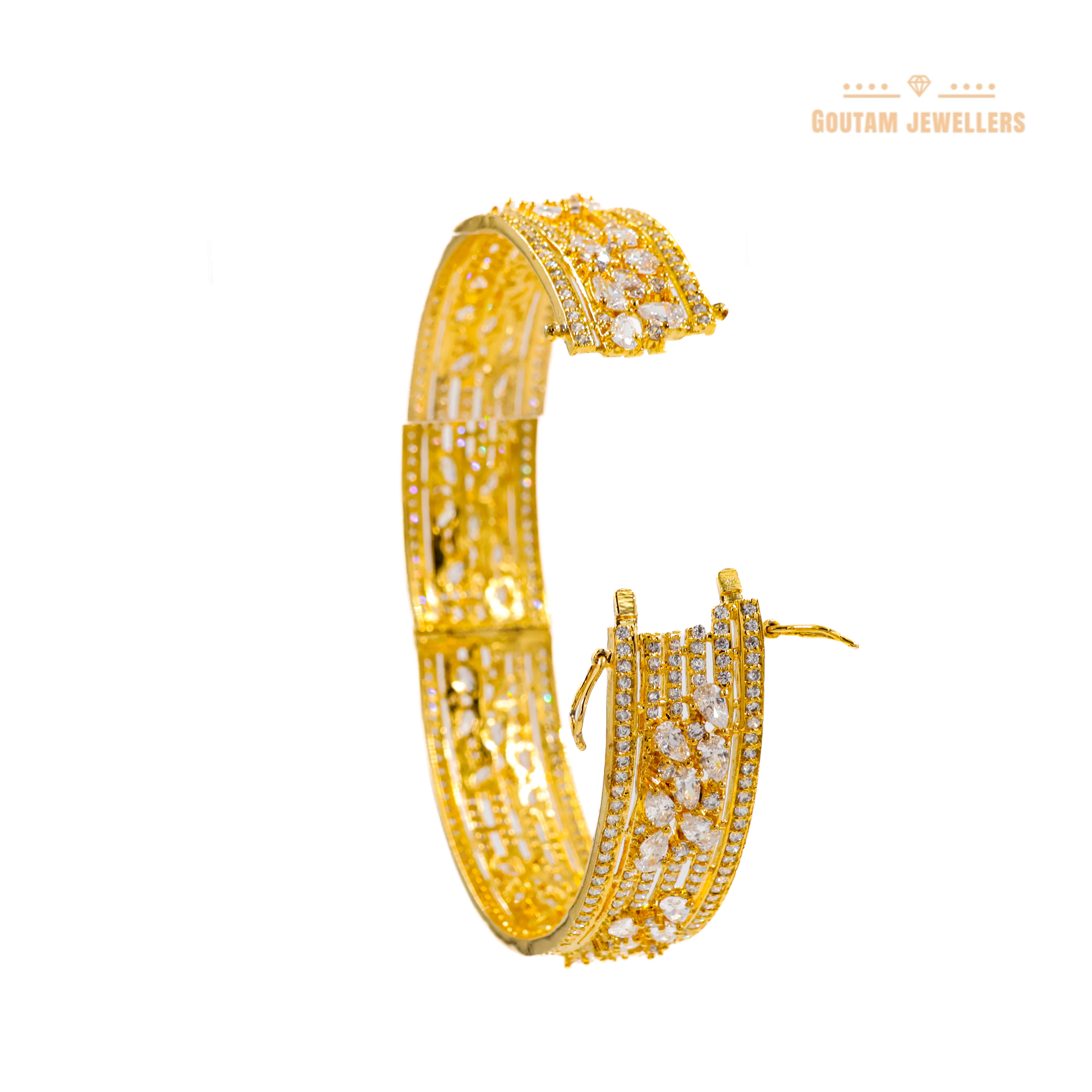 Goutam Jewellers By Ashok Rathod - Designer Openable American Diamond Stones Bangles