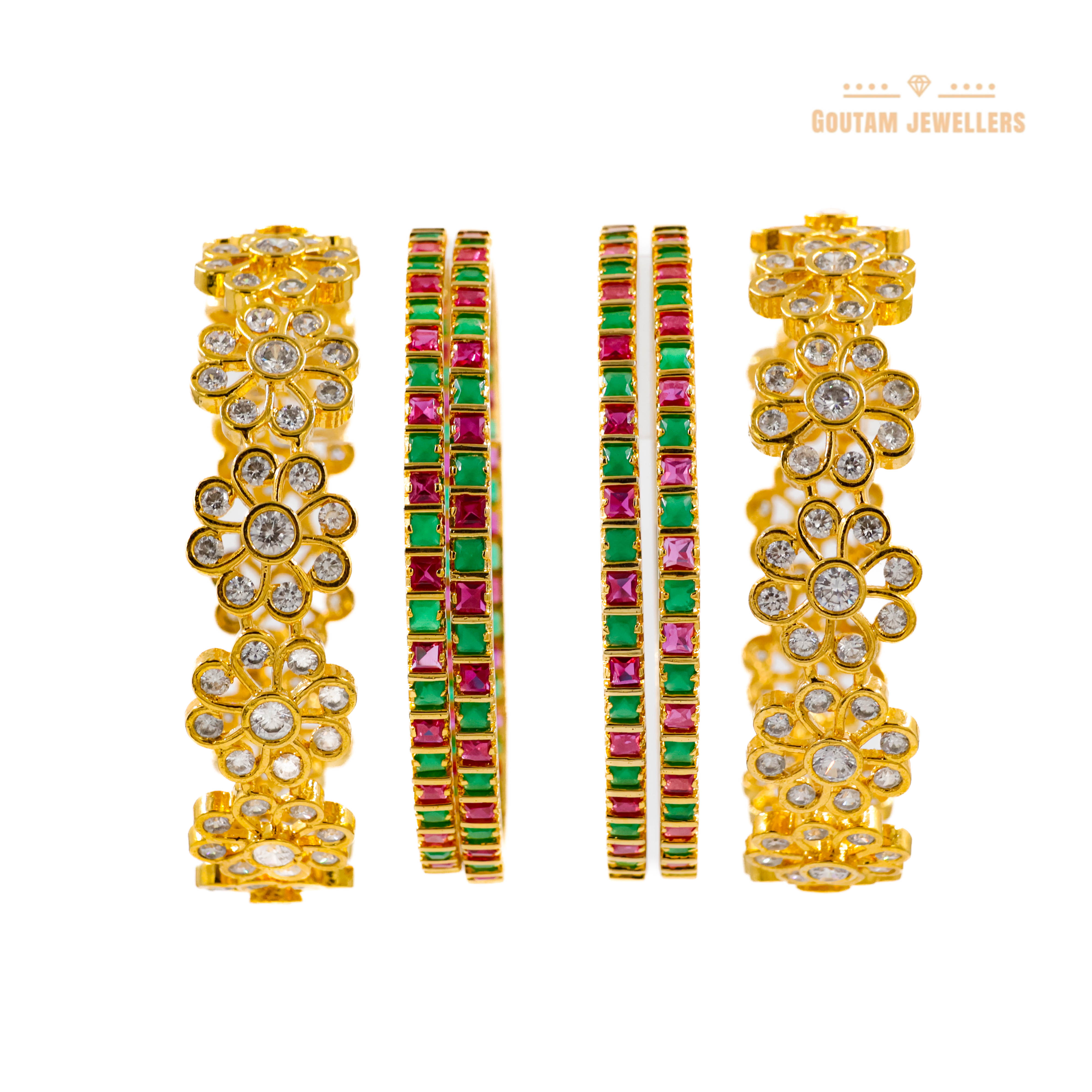 Goutam Jewellers By Ashok Rathod - Designer American Diamond Stones Bangles Set