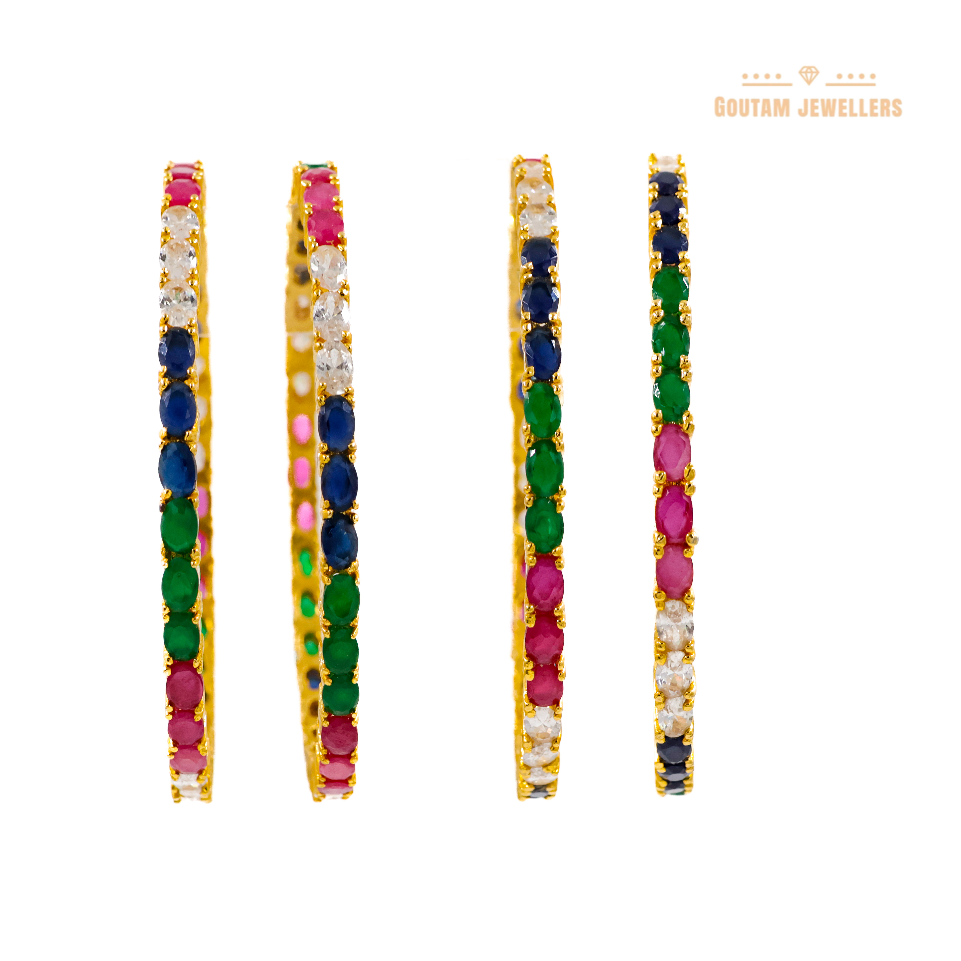 Goutam Jewellers By Ashok Rathod - Designer American Diamond Stones 4pc Bangles Set