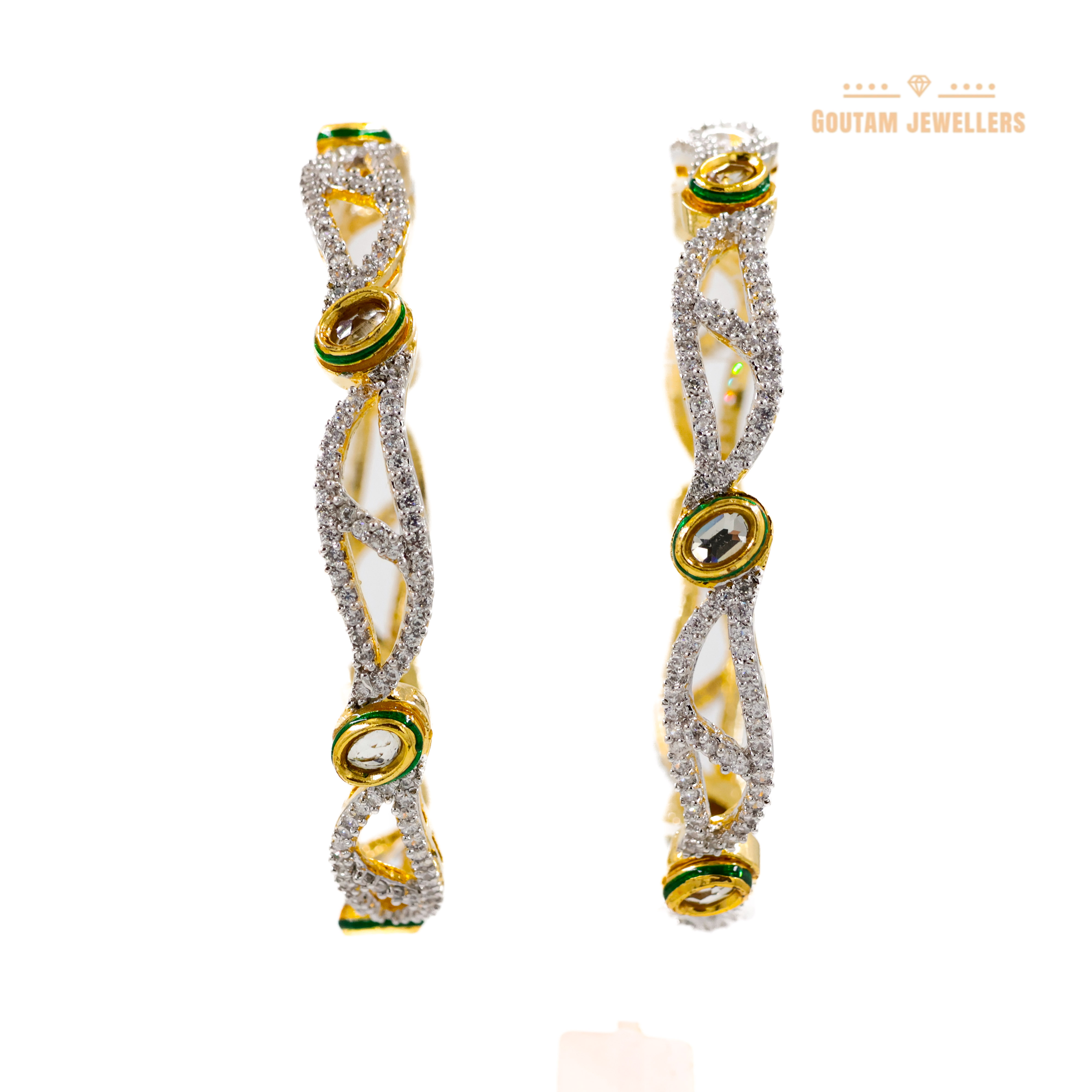 Goutam Jewellers By Ashok Rathod - Designer Kundan With American Diamond Stones Bangles