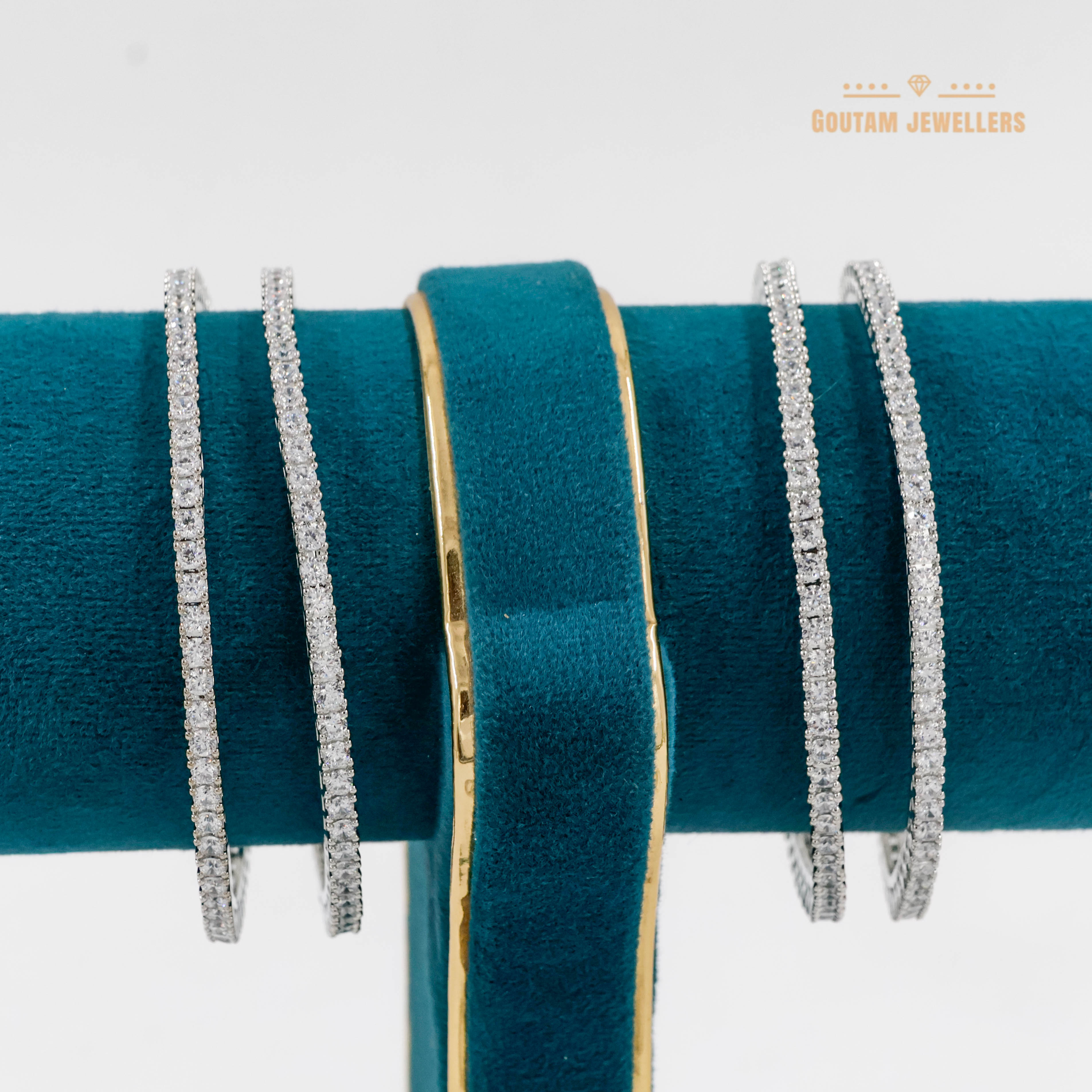 Goutam Jewellers By Ashok Rathod - Imported silver Polish American Diamond Stone Bangles 2.5MM