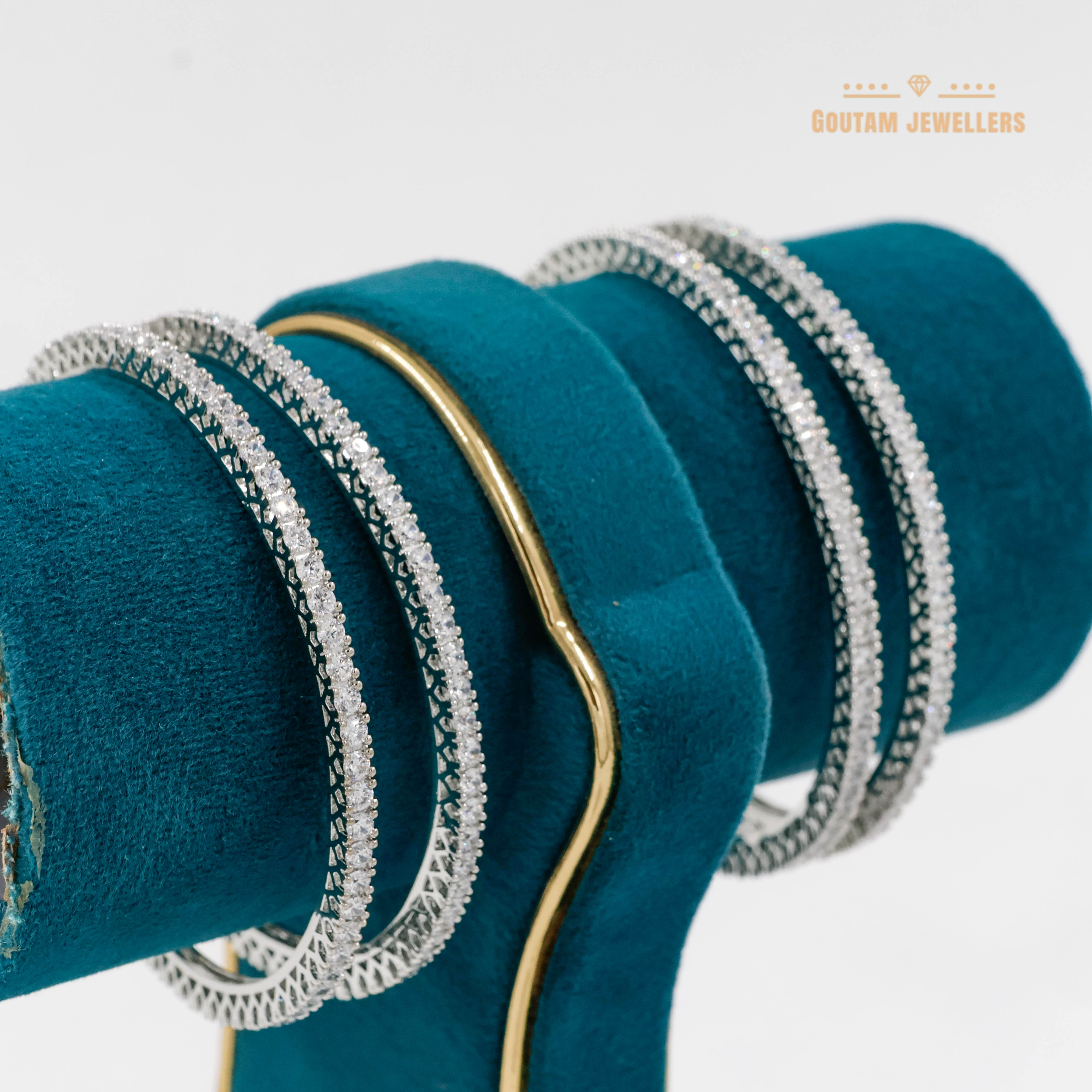 Goutam Jewellers By Ashok Rathod - Imported silver Polish American Diamond Stone Bangles 2.5MM
