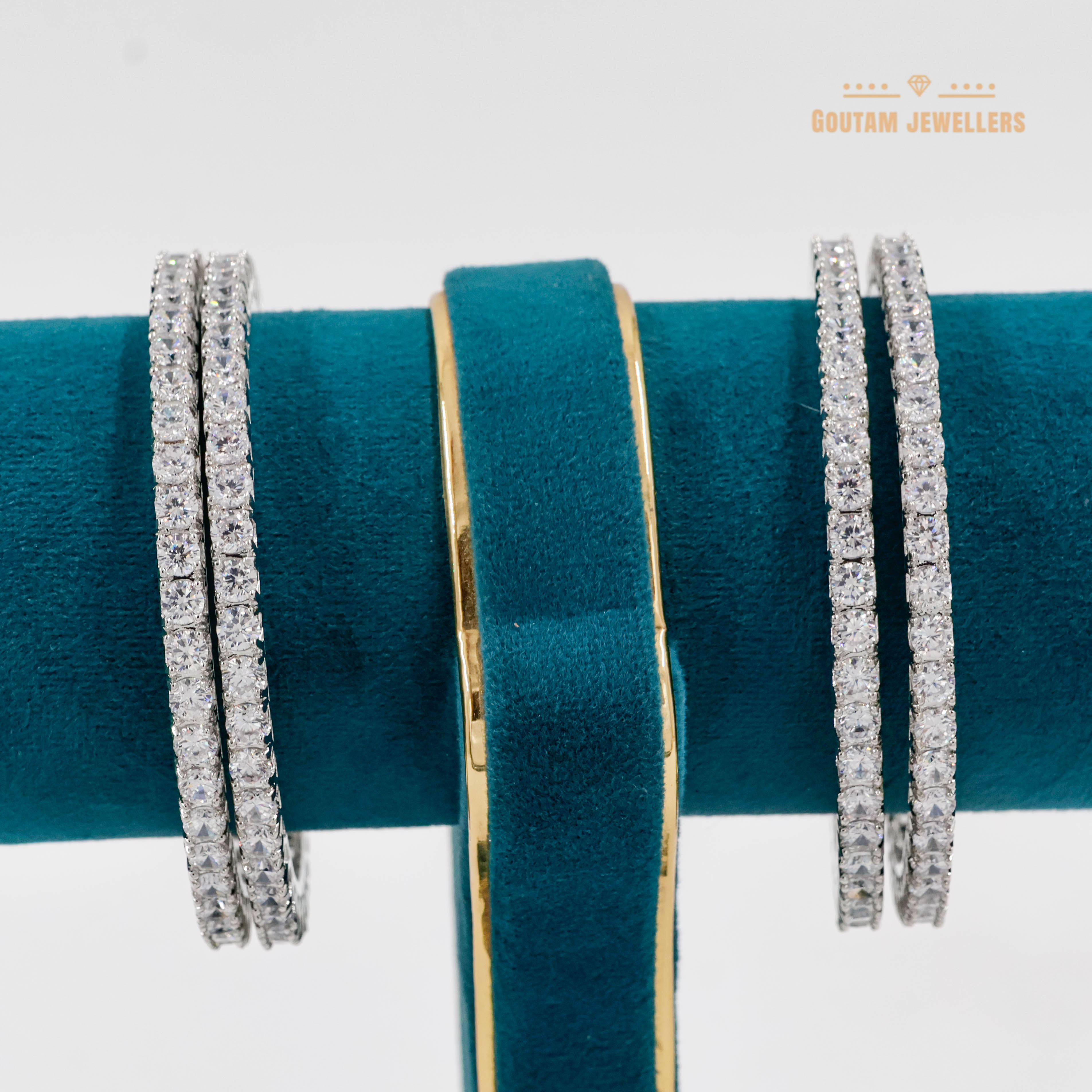 Goutam Jewellers By Ashok Rathod - Imported Silver Polish American Diamond Stone Bangles 4MM