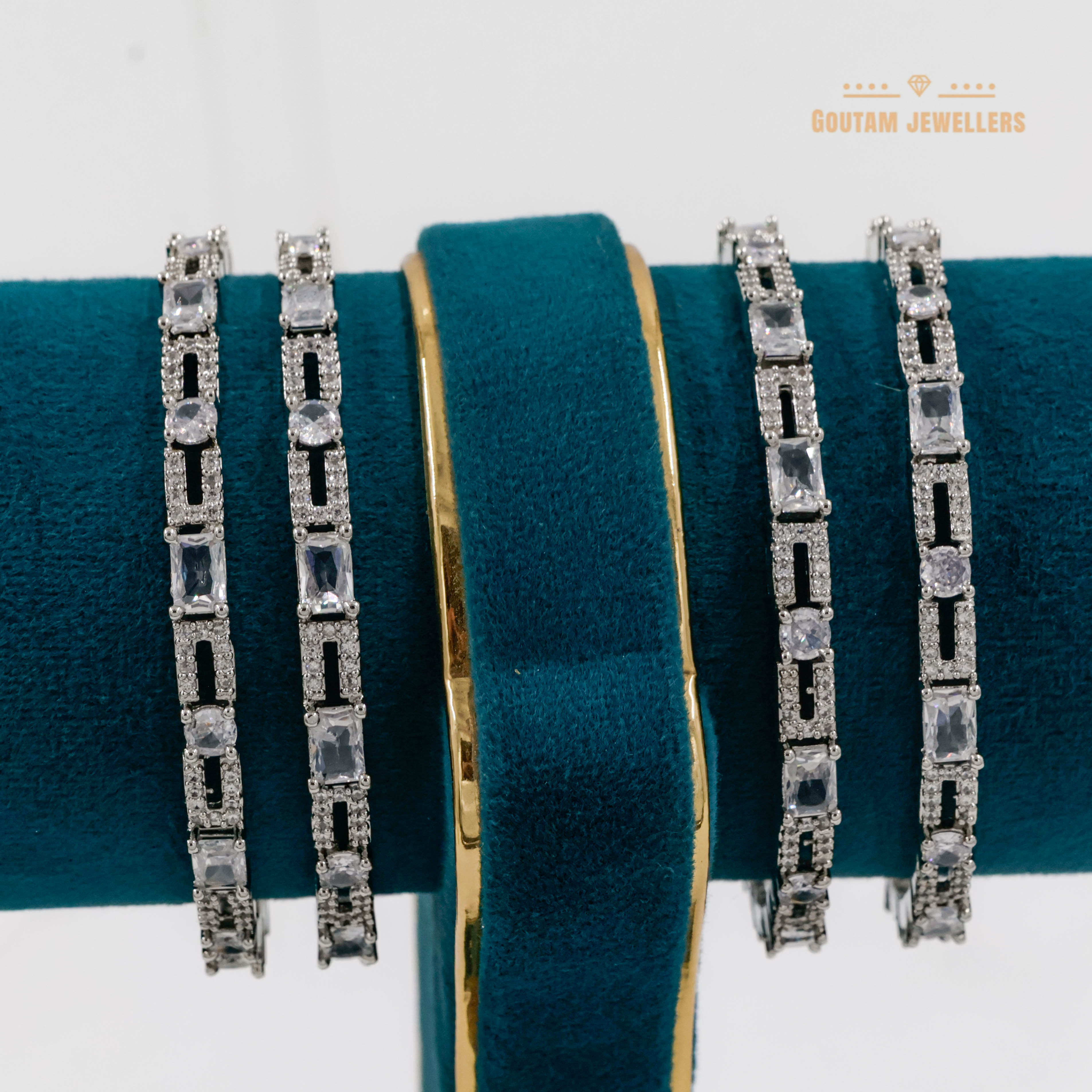 Goutam Jewellers By Ashok Rathod - Silver Polish American Diamond Stone Bangles