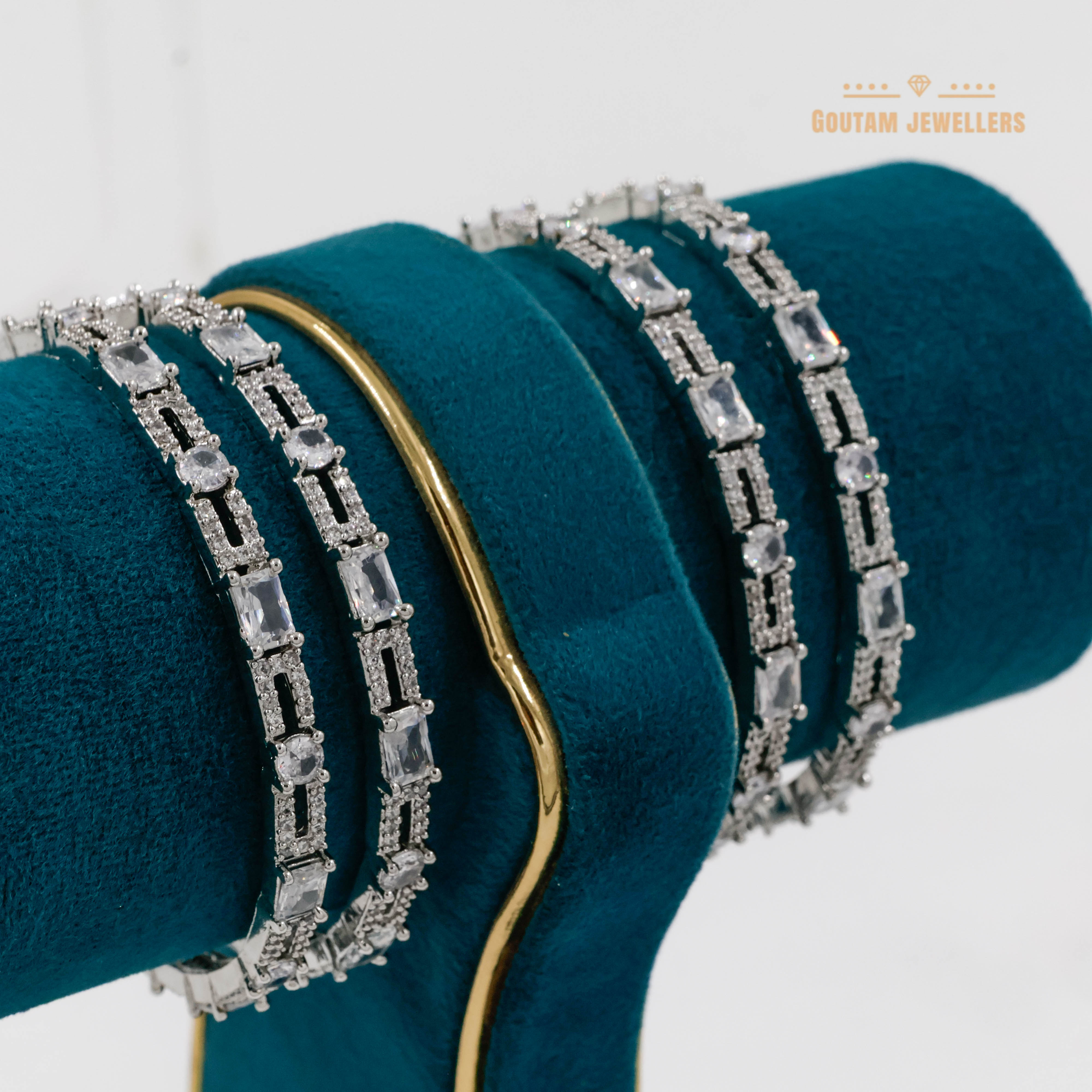 Goutam Jewellers By Ashok Rathod - Silver Polish American Diamond Stone Bangles