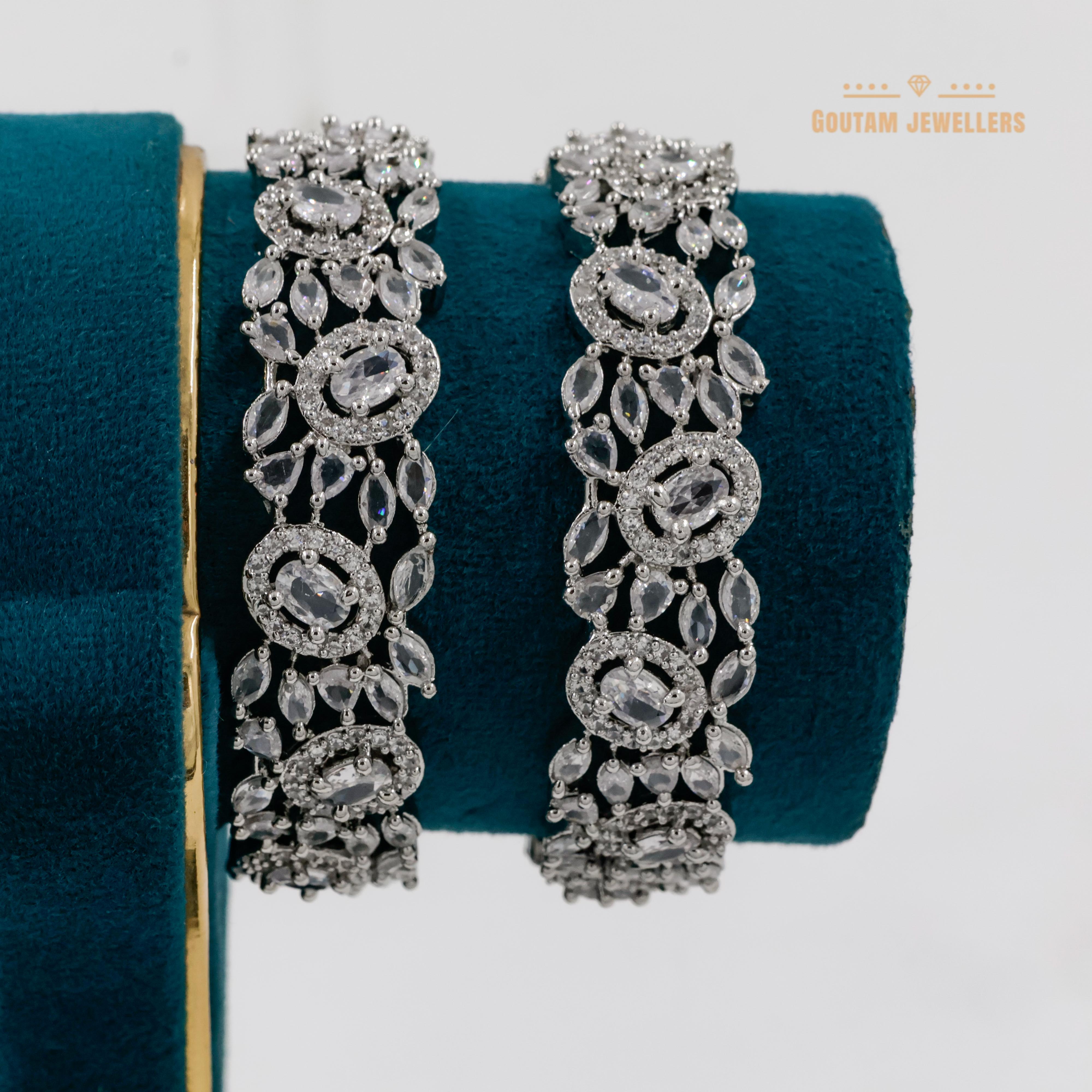 Goutam Jewellers By Ashok Rathod - Silver Polish American Diamond Stone Bangles