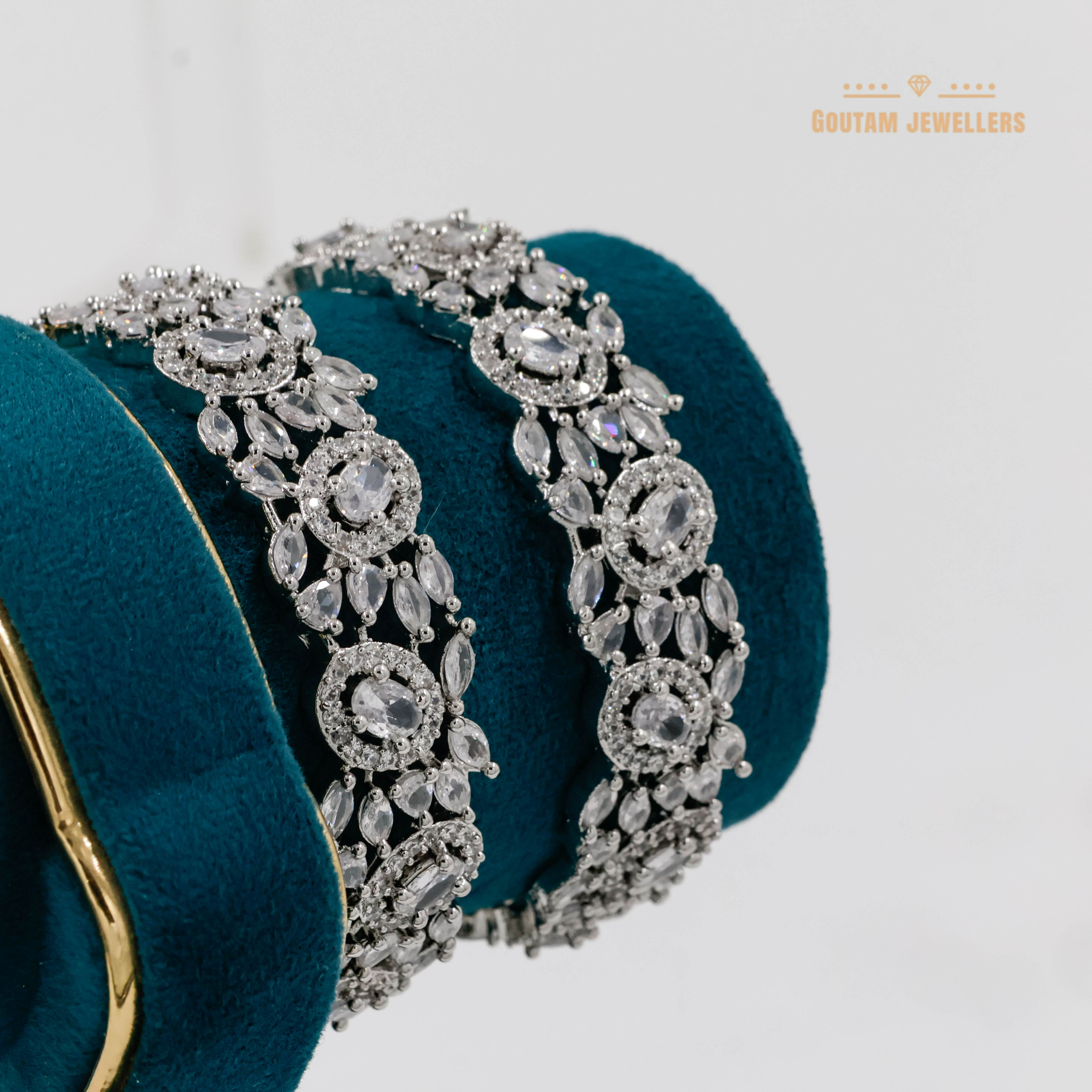 Goutam Jewellers By Ashok Rathod - Silver Polish American Diamond Stone Bangles
