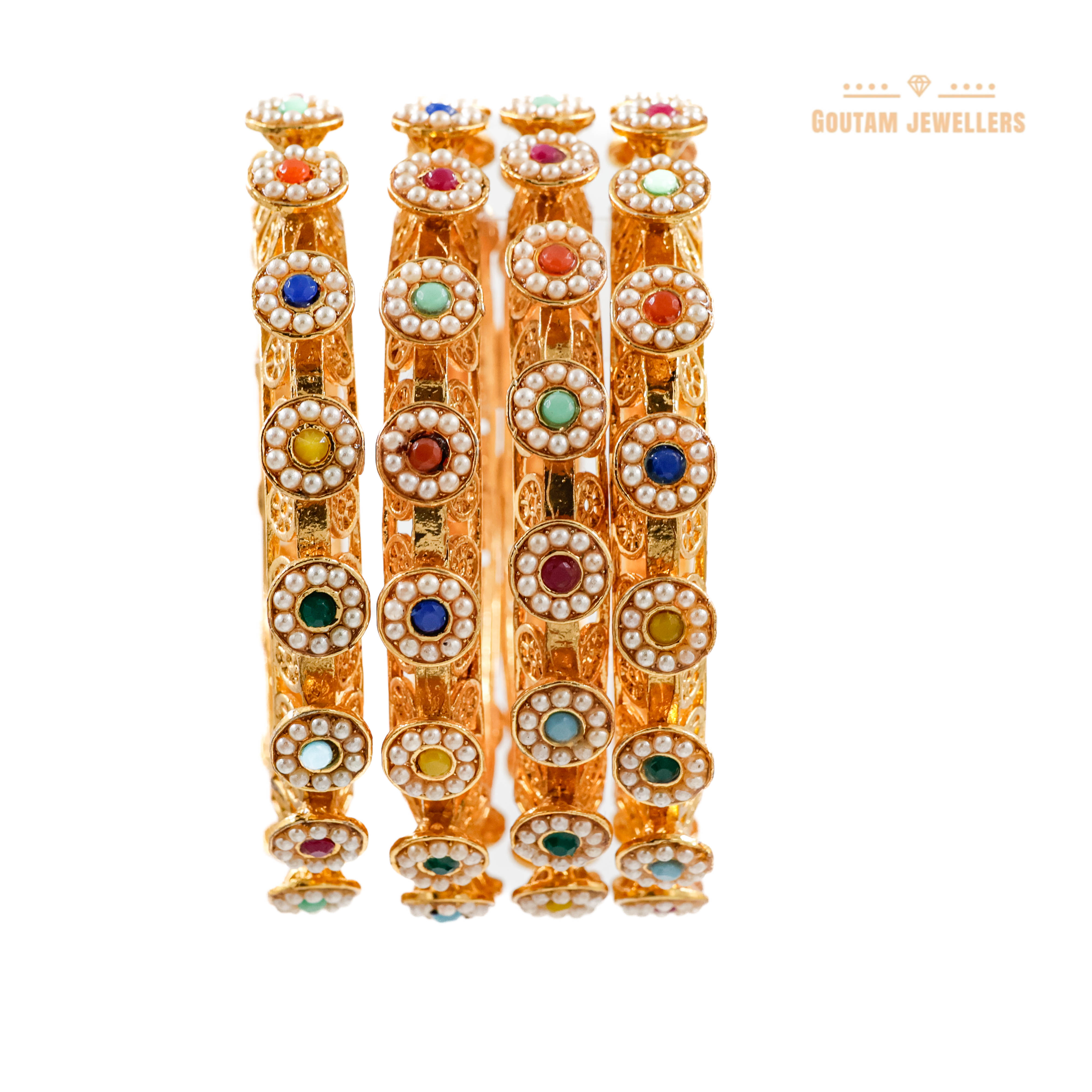 Goutam Jewellers By Ashok Rathod - Rajwadi 4pc Round Design Gokhru Bangles
