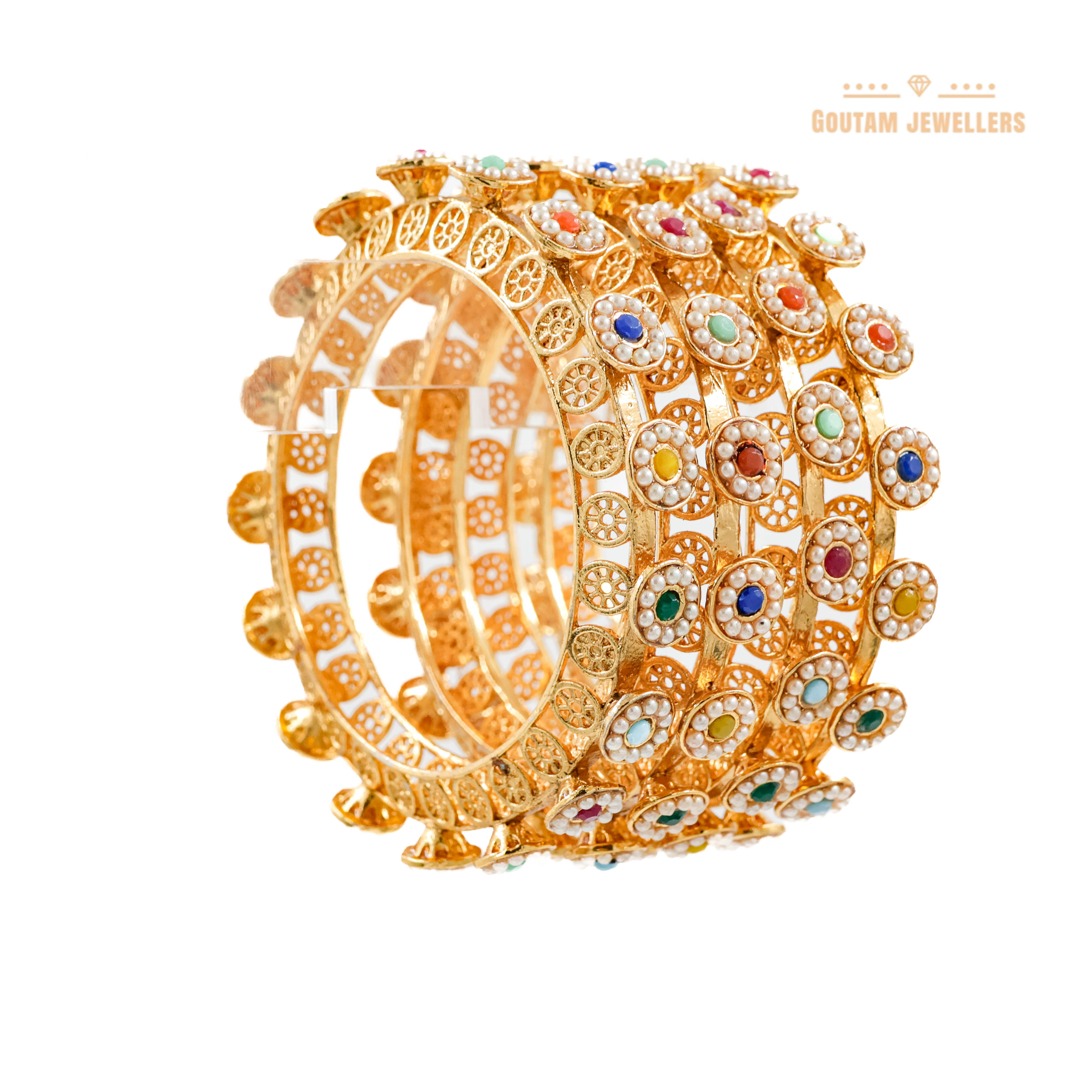 Goutam Jewellers By Ashok Rathod - Rajwadi 4pc Round Design Gokhru Bangles
