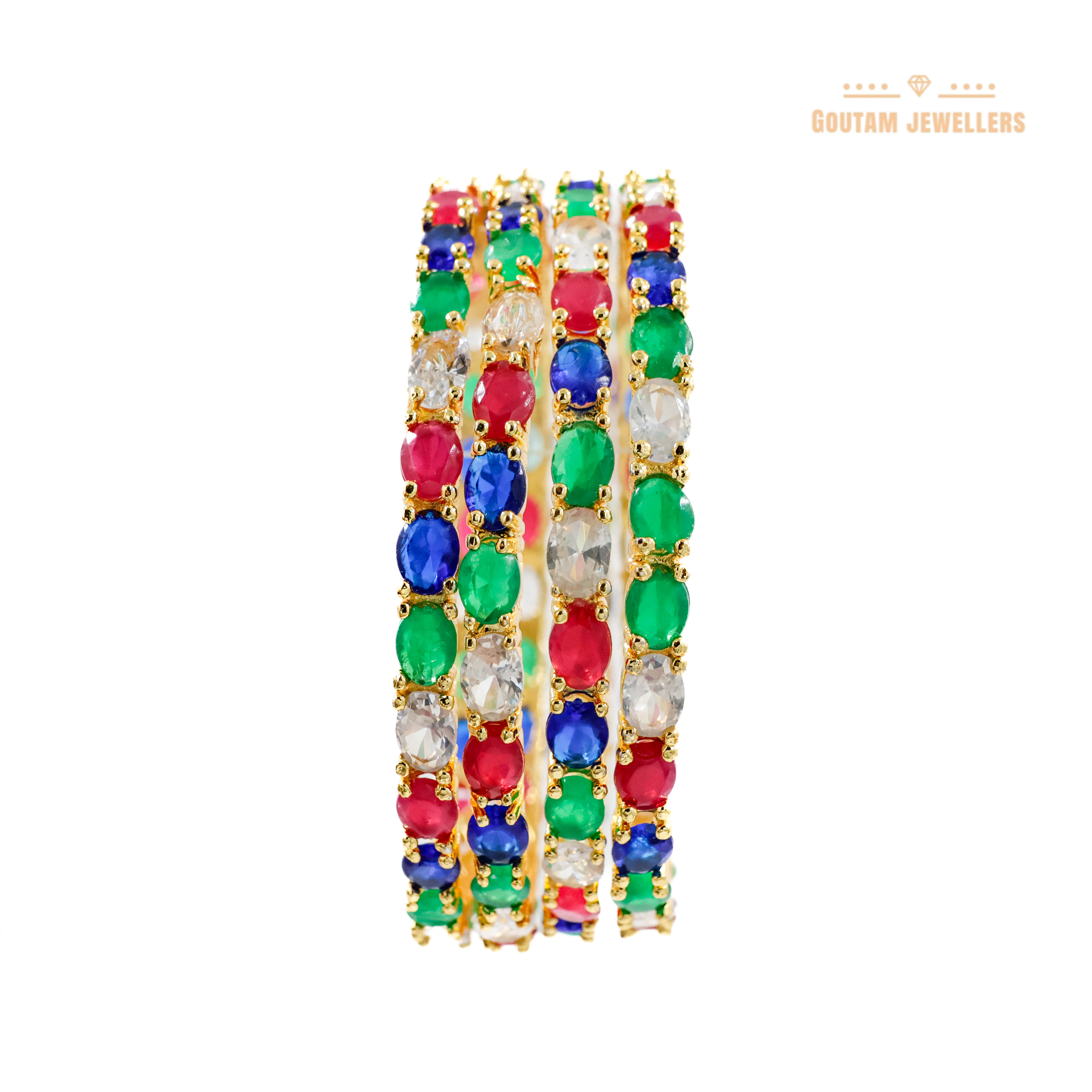 Goutam Jewellers By Ashok Rathod - Multi Color 4pc American Diamond Bangles