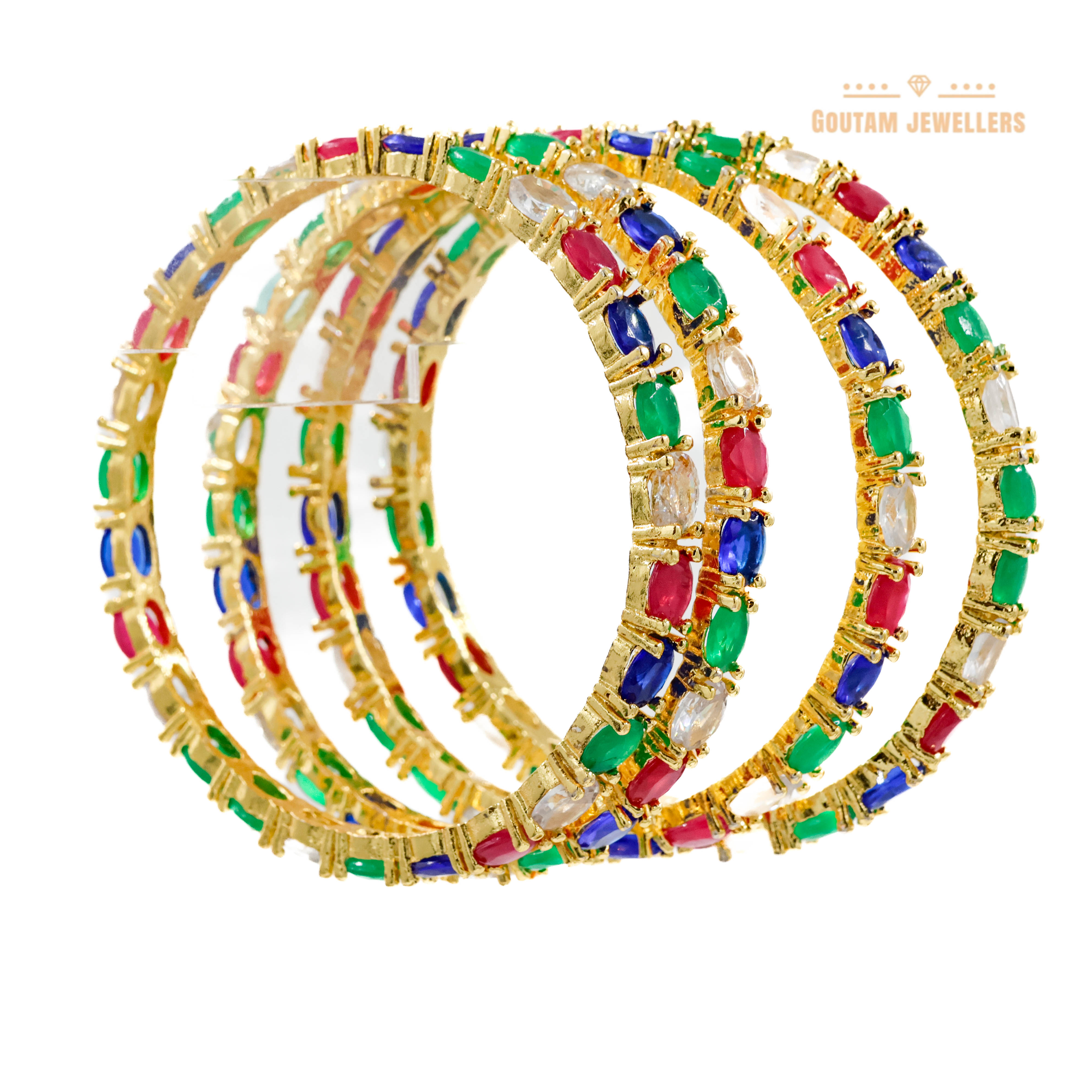Goutam Jewellers By Ashok Rathod - Multi Color 4pc American Diamond Bangles