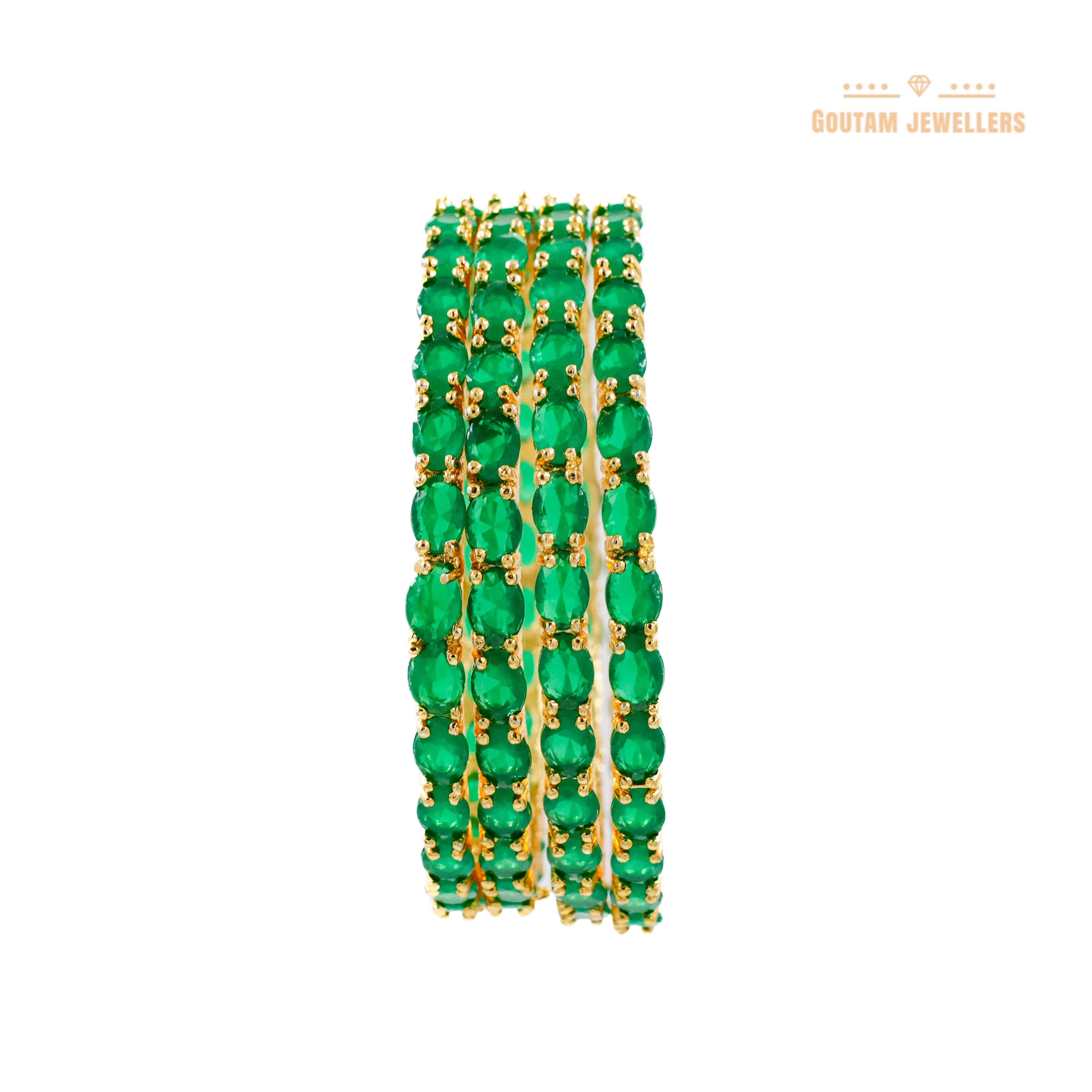 Goutam Jewellers By Ashok Rathod - Green color American Diamond Bangles