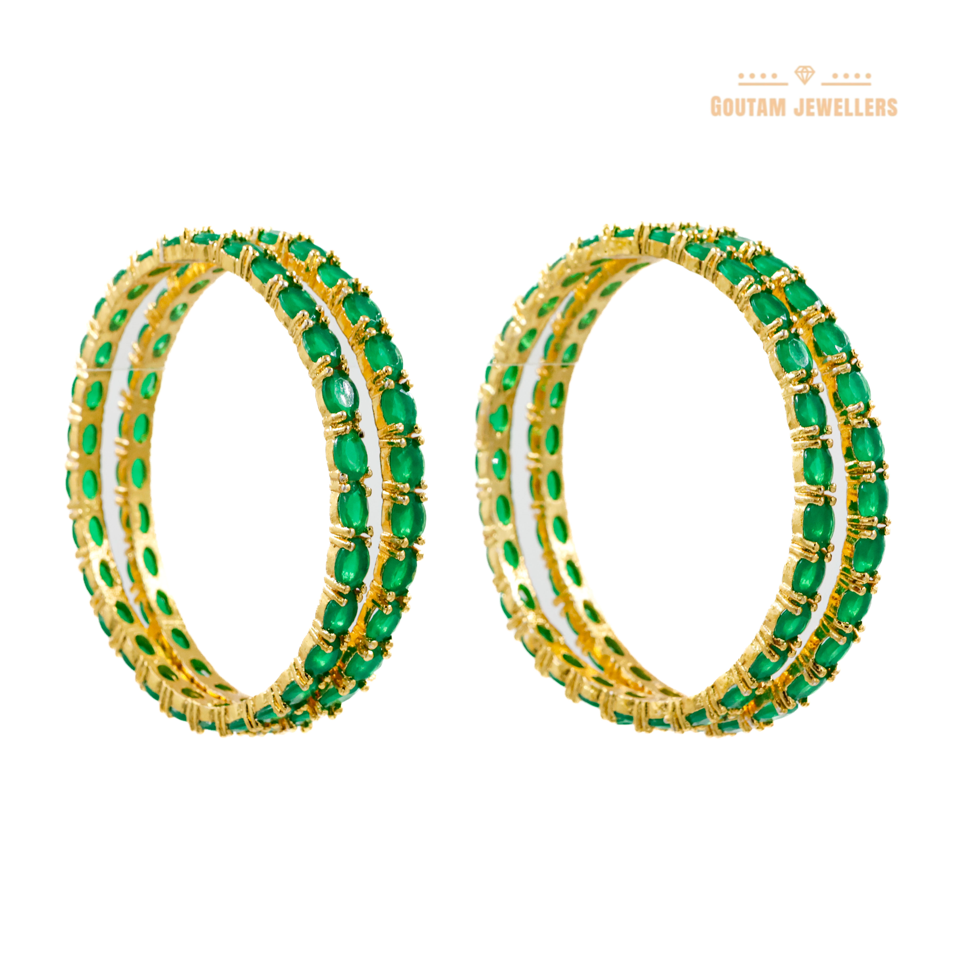 Goutam Jewellers By Ashok Rathod - Green color American Diamond Bangles