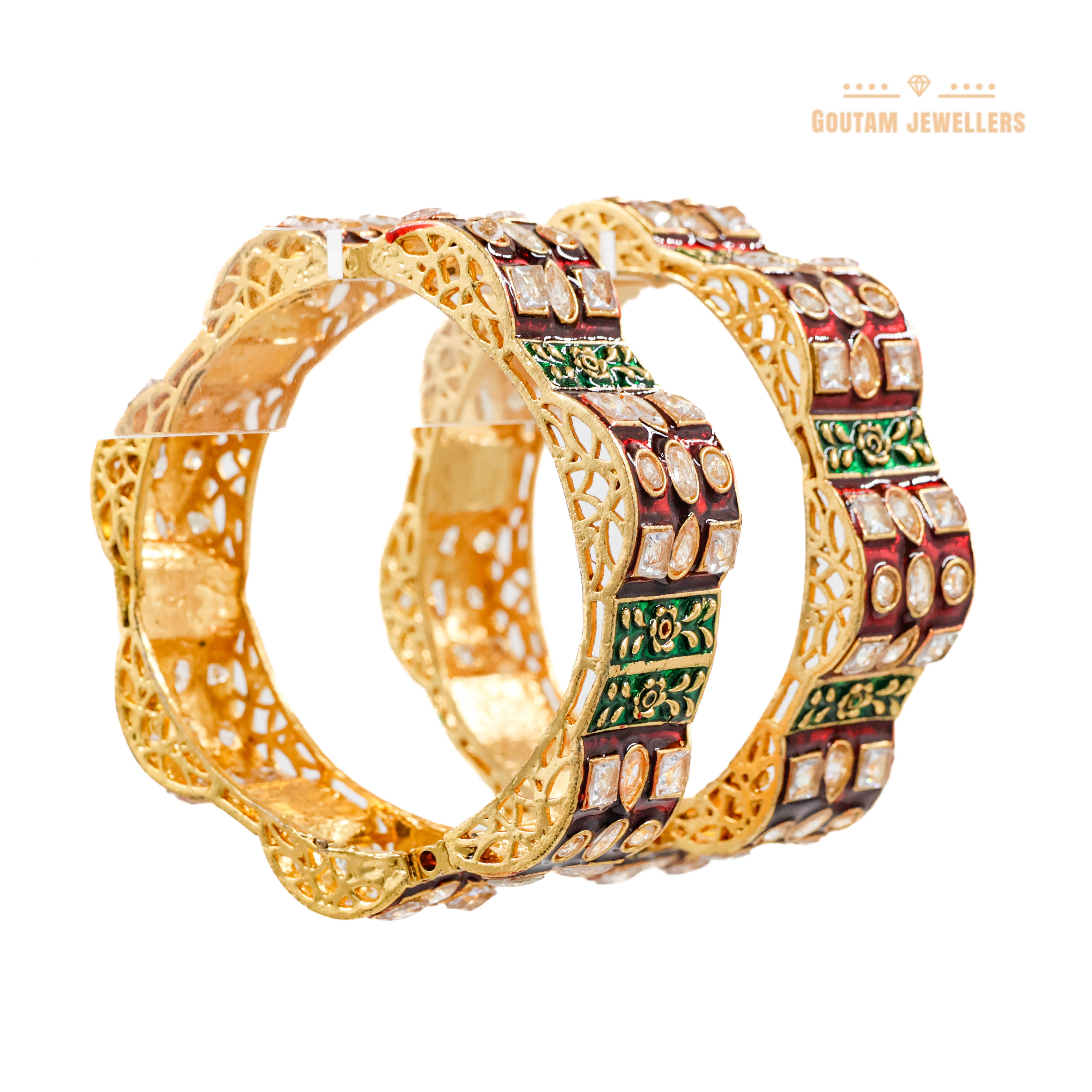 Goutam Jewellers By Ashok Rathod - Rajwadi Minakri Stone Studedd Bangles
