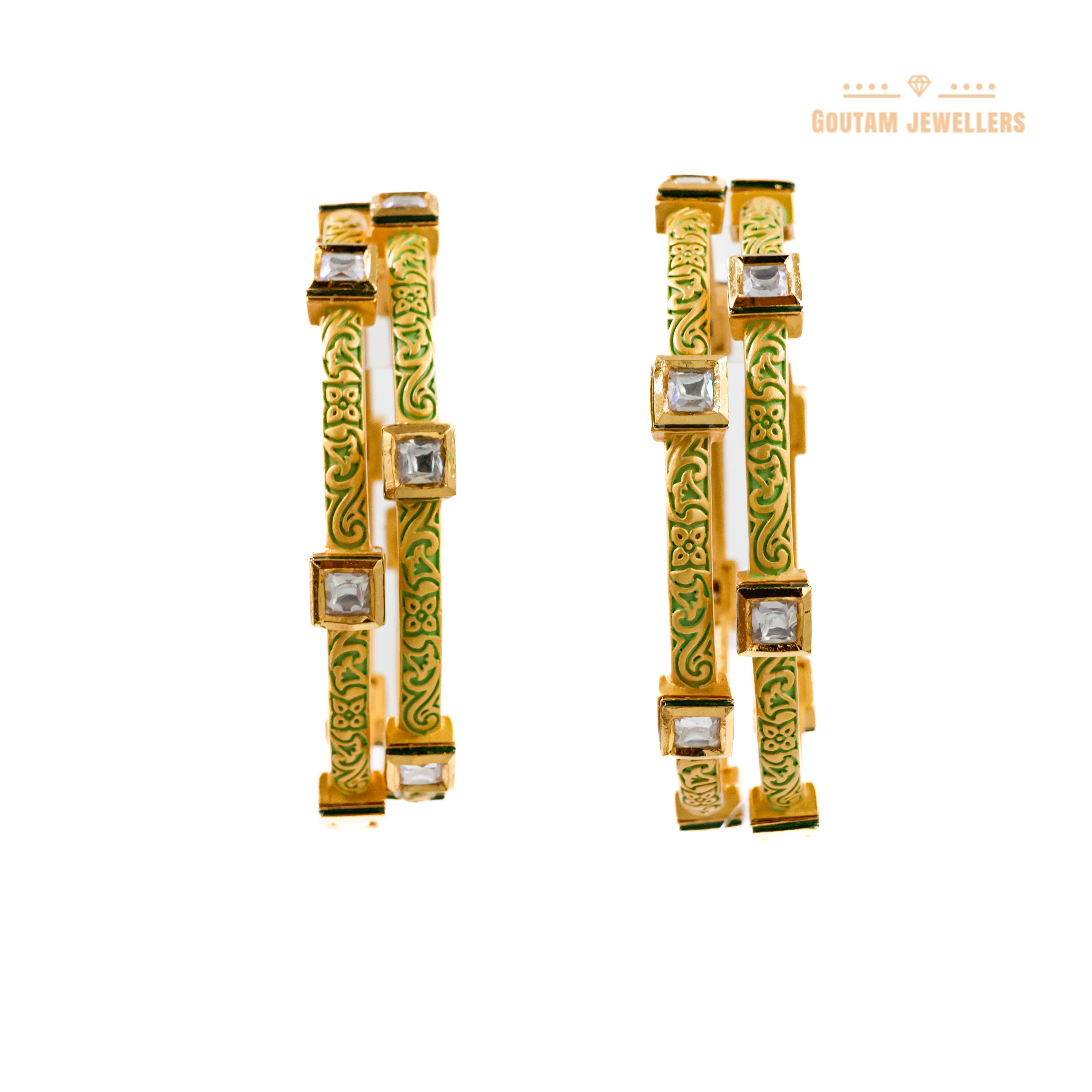 Goutam Jewellers By Ashok Rathod - Designer Minakri with Kundan 4pc Bangles