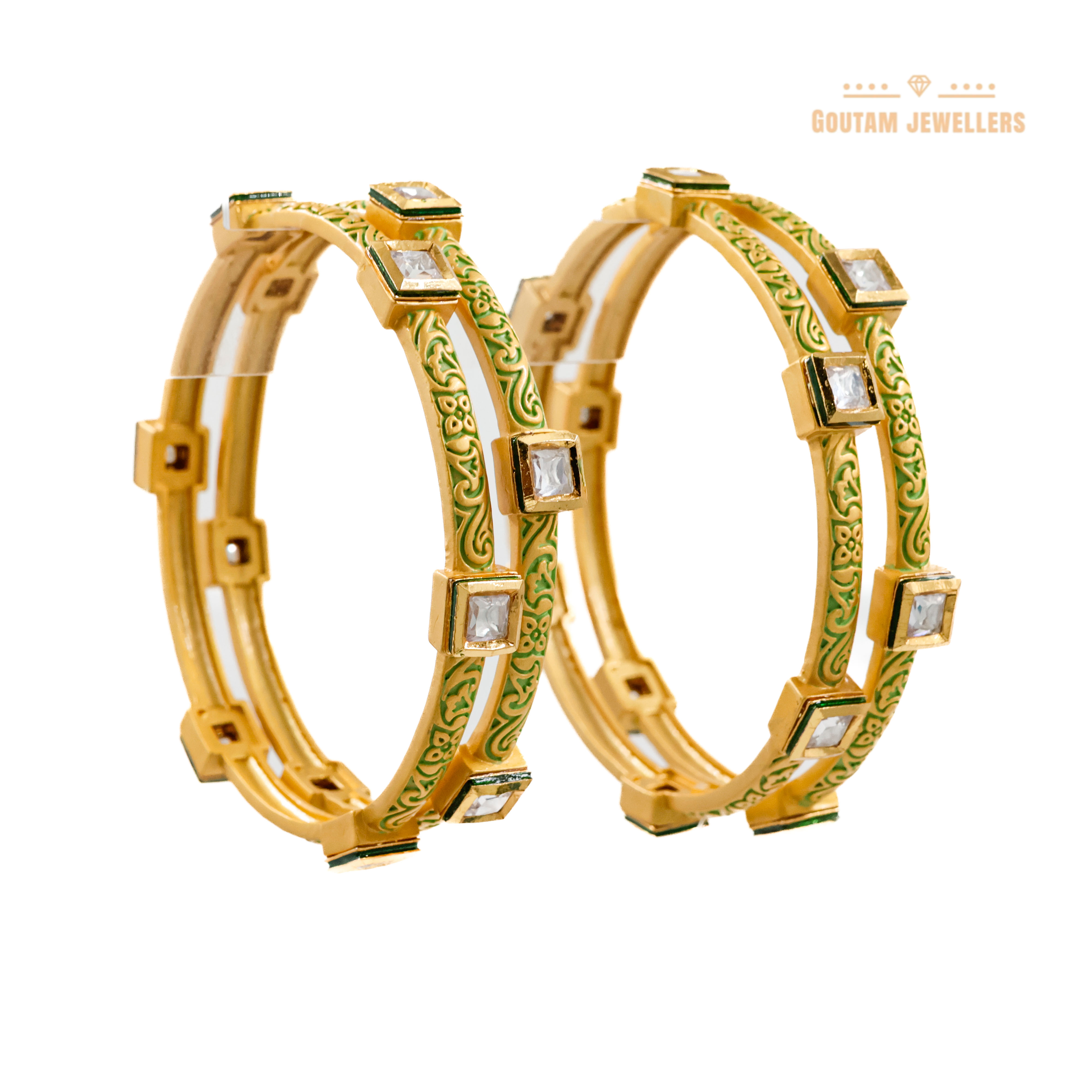 Goutam Jewellers By Ashok Rathod - Designer Minakri with Kundan 4pc Bangles