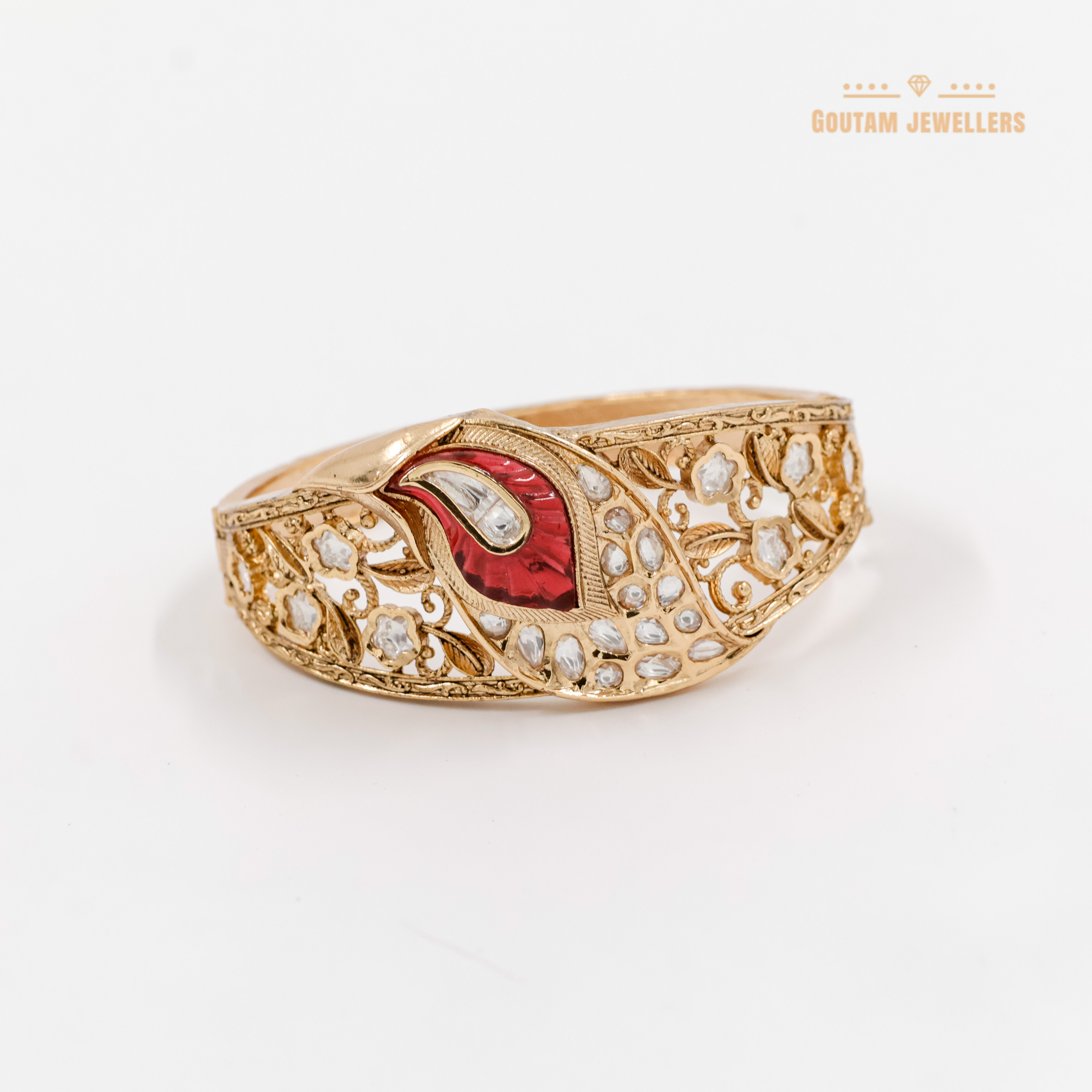 Goutam Jewellers By Ashok Rathod - Antique Gold Look Polki Kundan Kada