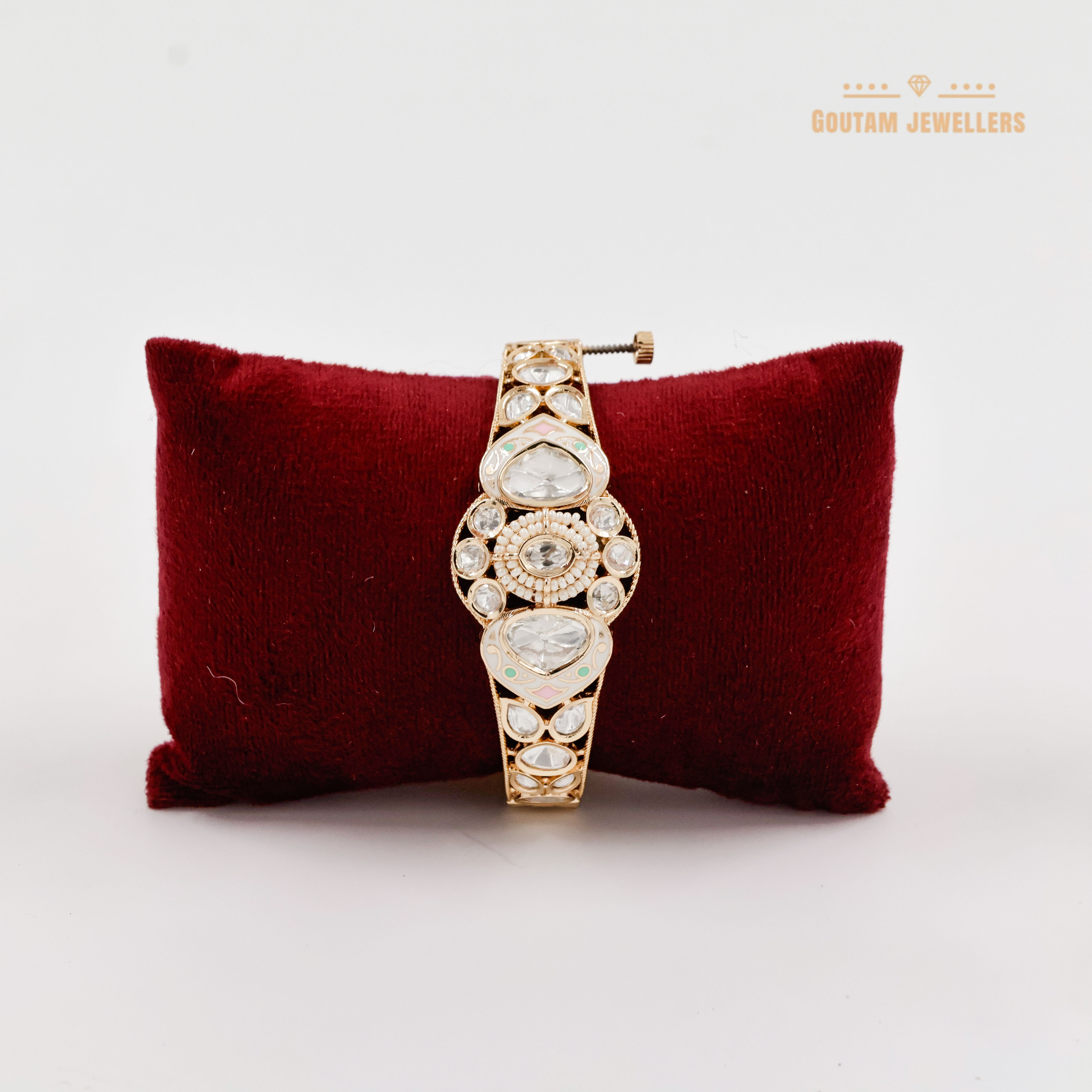 Goutam Jewellers By Ashok Rathod - Designer Pastel Color Polki Kundan Kada