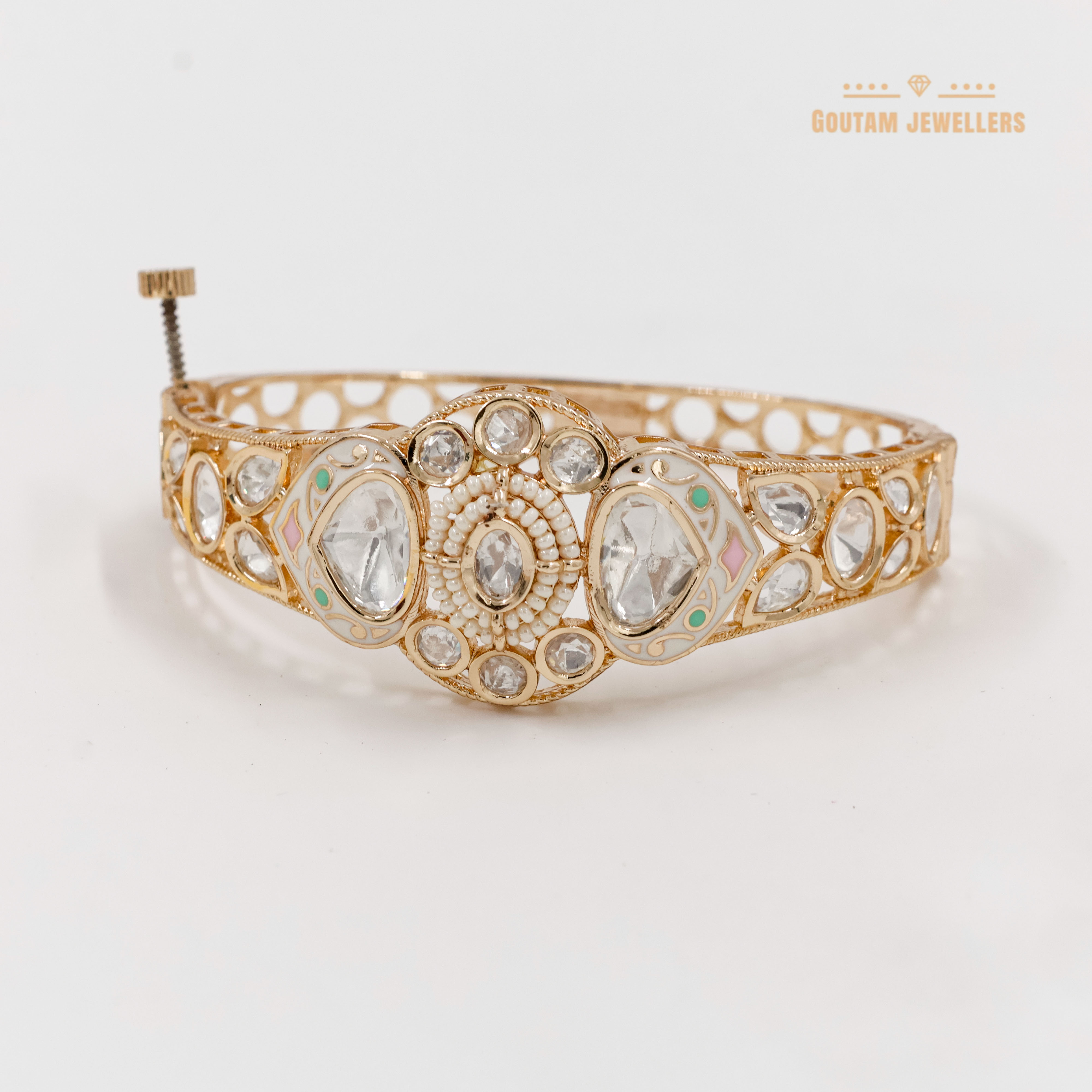 Goutam Jewellers By Ashok Rathod - Designer Pastel Color Polki Kundan Kada