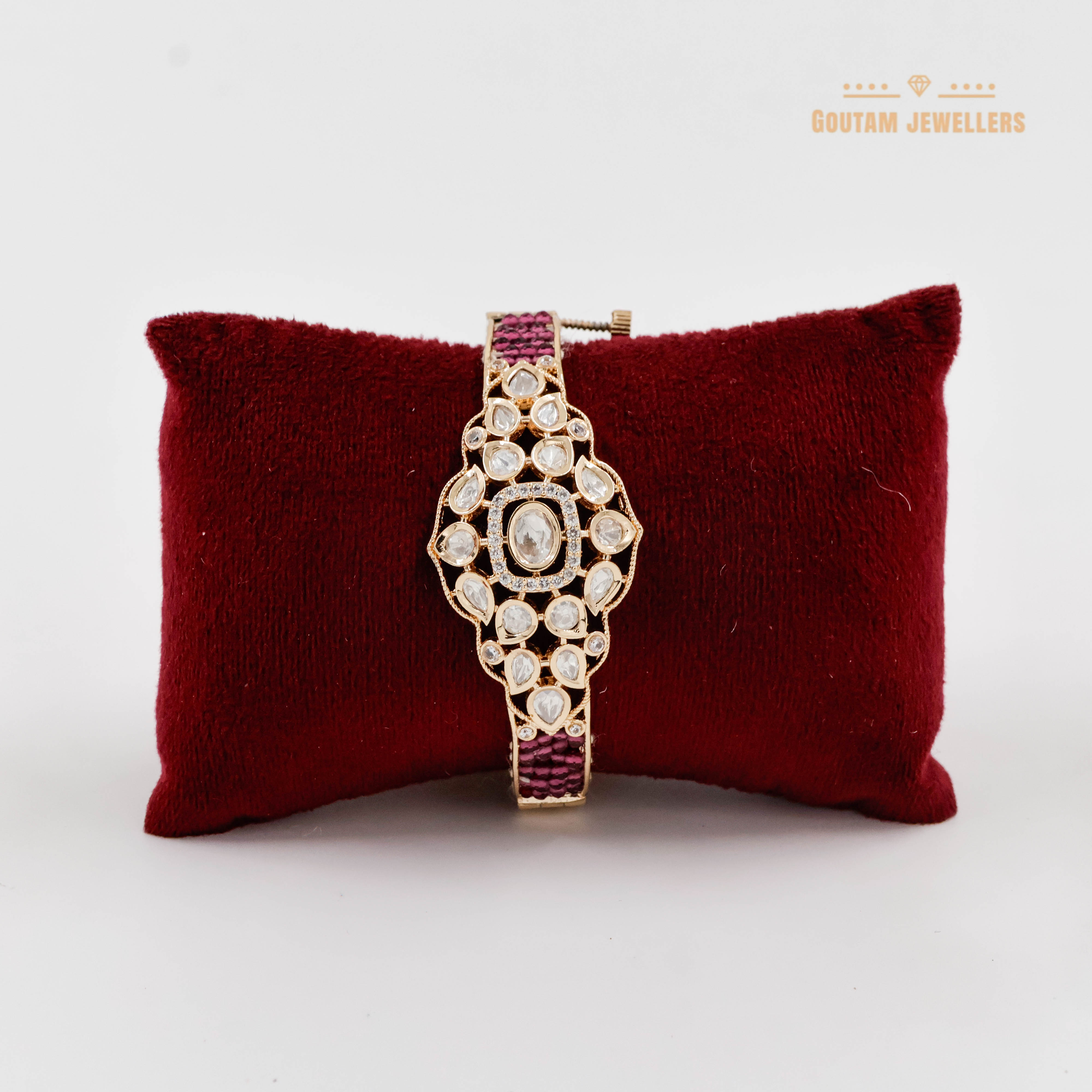 Goutam Jewellers By Ashok Rathod - Designer Ruby Crystal Bandai Polki Kundan Kada