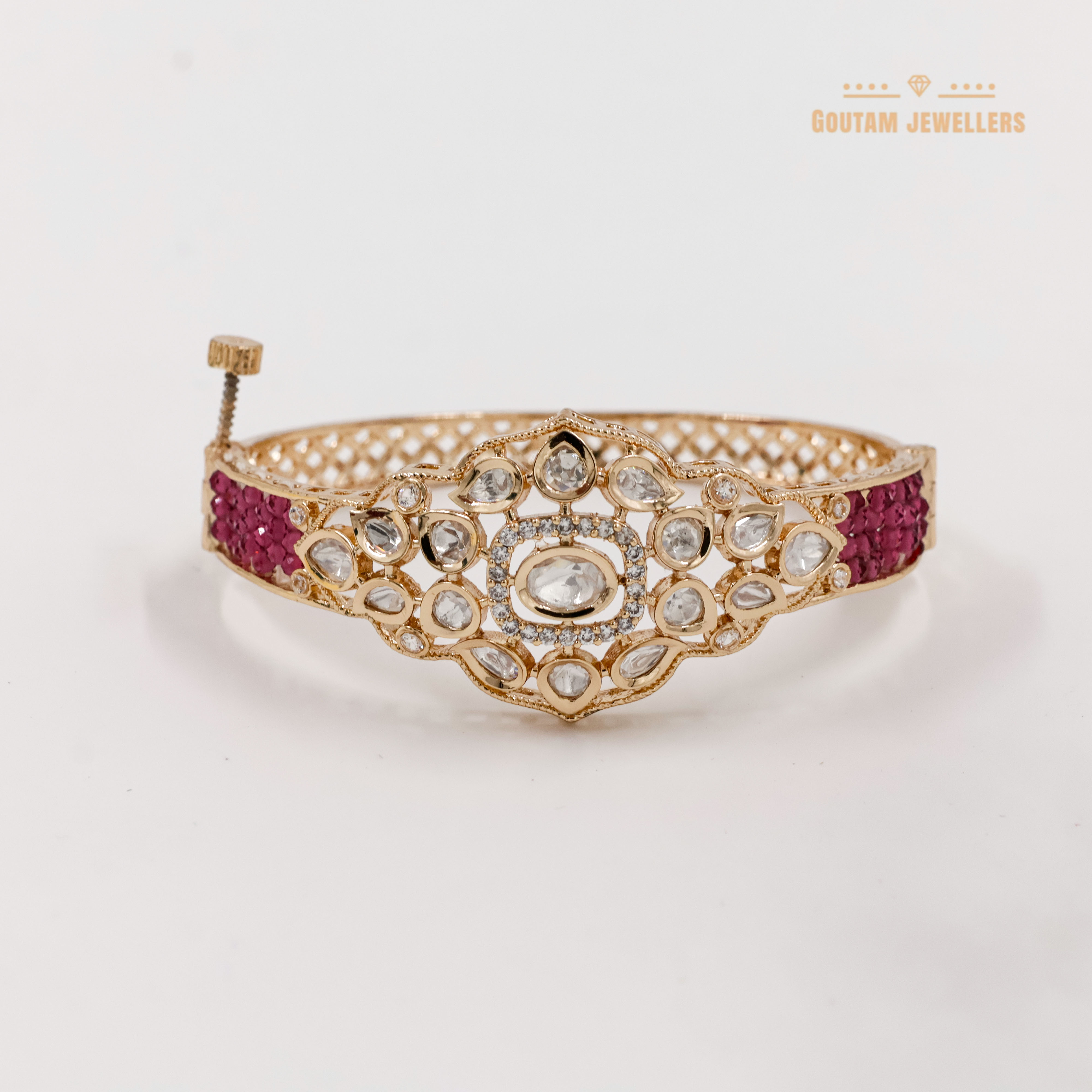 Goutam Jewellers By Ashok Rathod - Designer Ruby Crystal Bandai Polki Kundan Kada