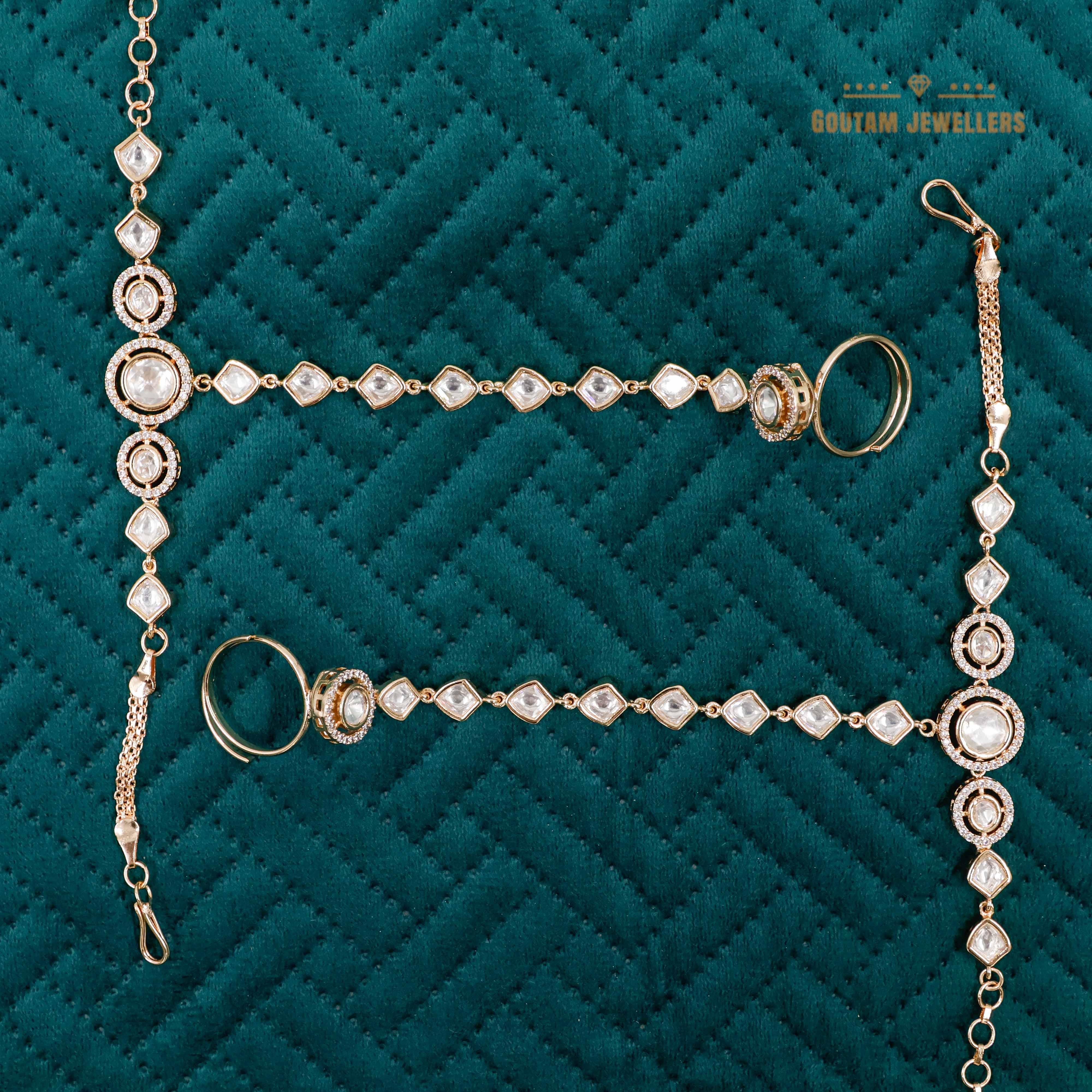Goutam Jewellers By Ashok Rathod - Round Shape Polki Kundan Hathphool