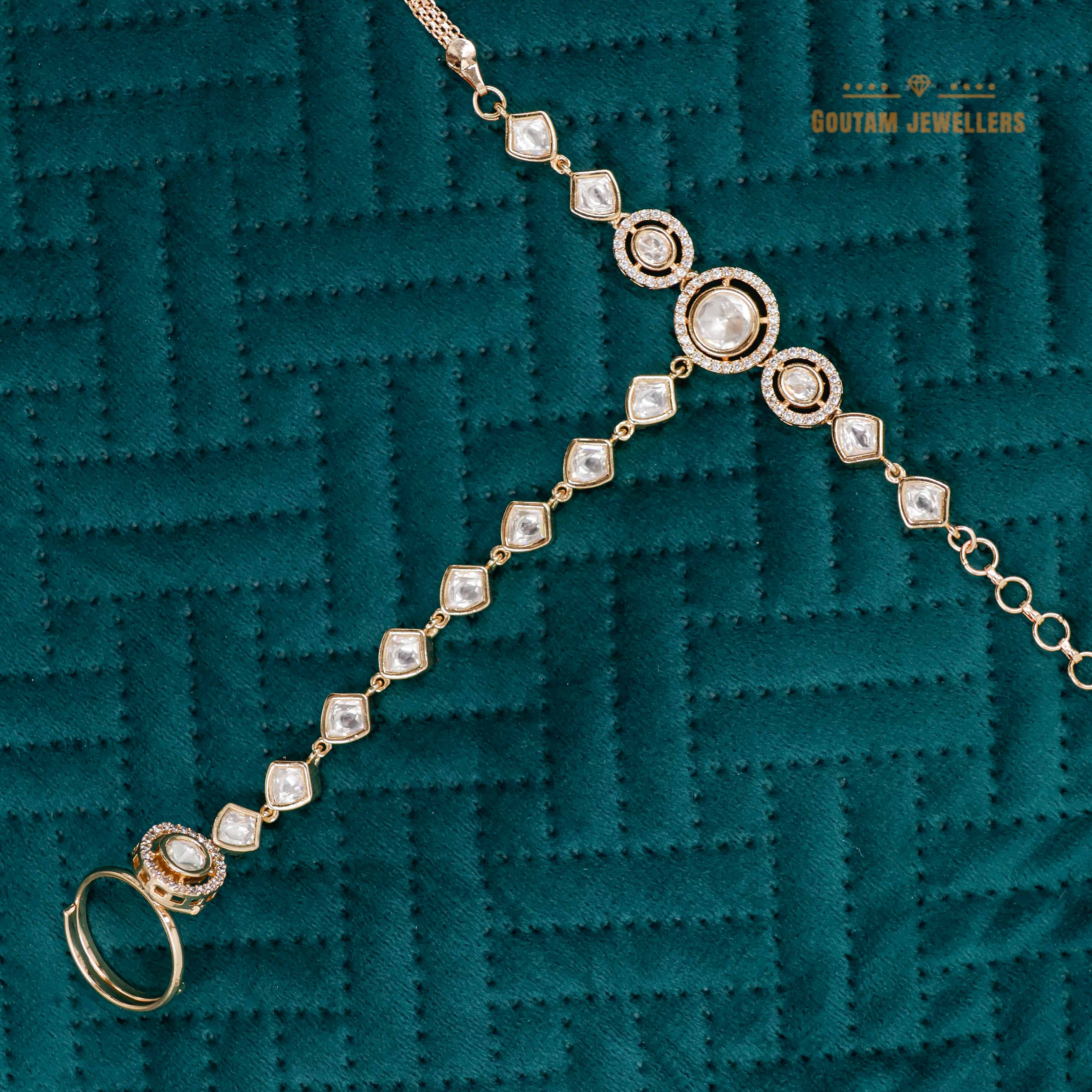 Goutam Jewellers By Ashok Rathod - Round Shape Polki Kundan Hathphool