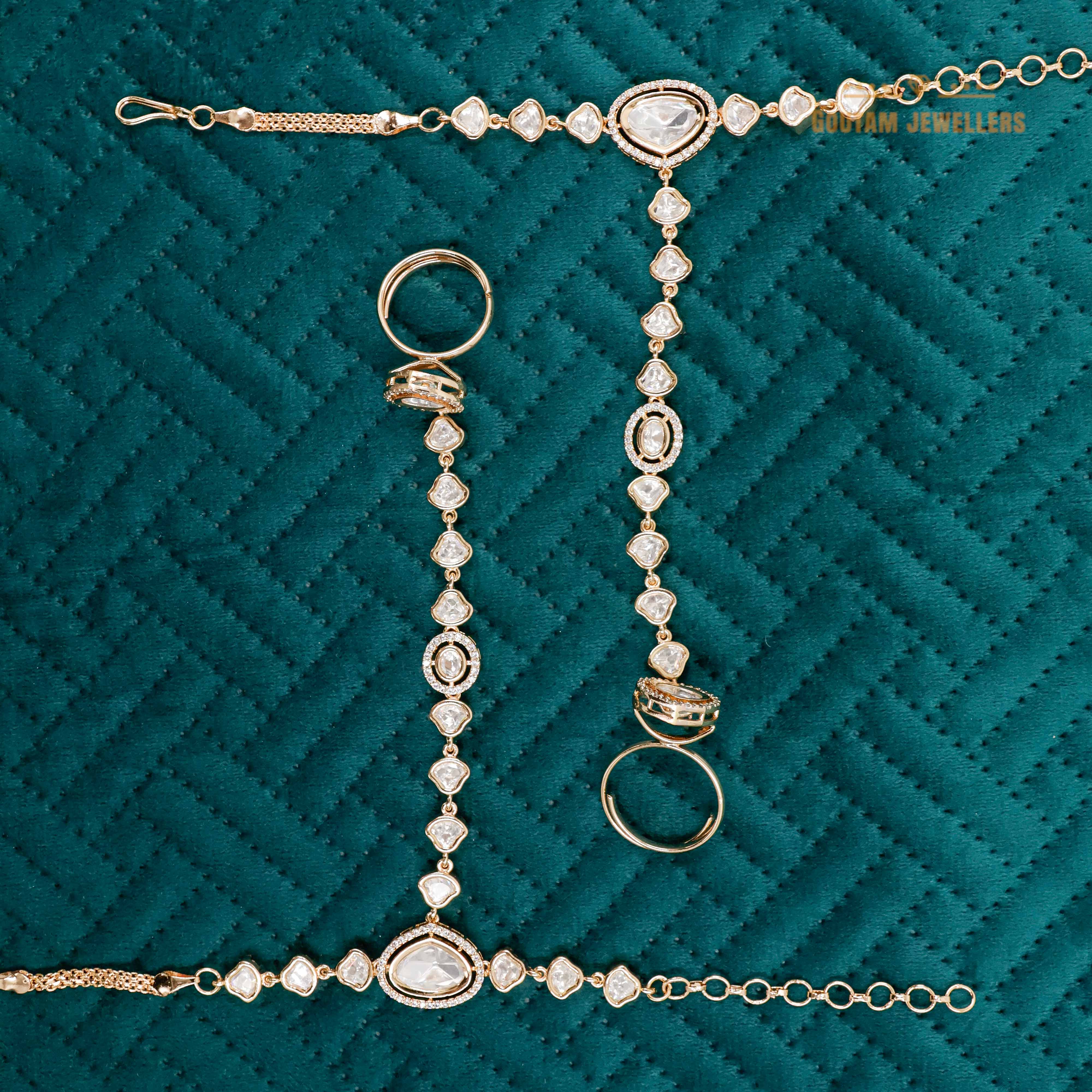 Goutam Jewellers By Ashok Rathod - Tilak Shape Polki Kundan Hathphool