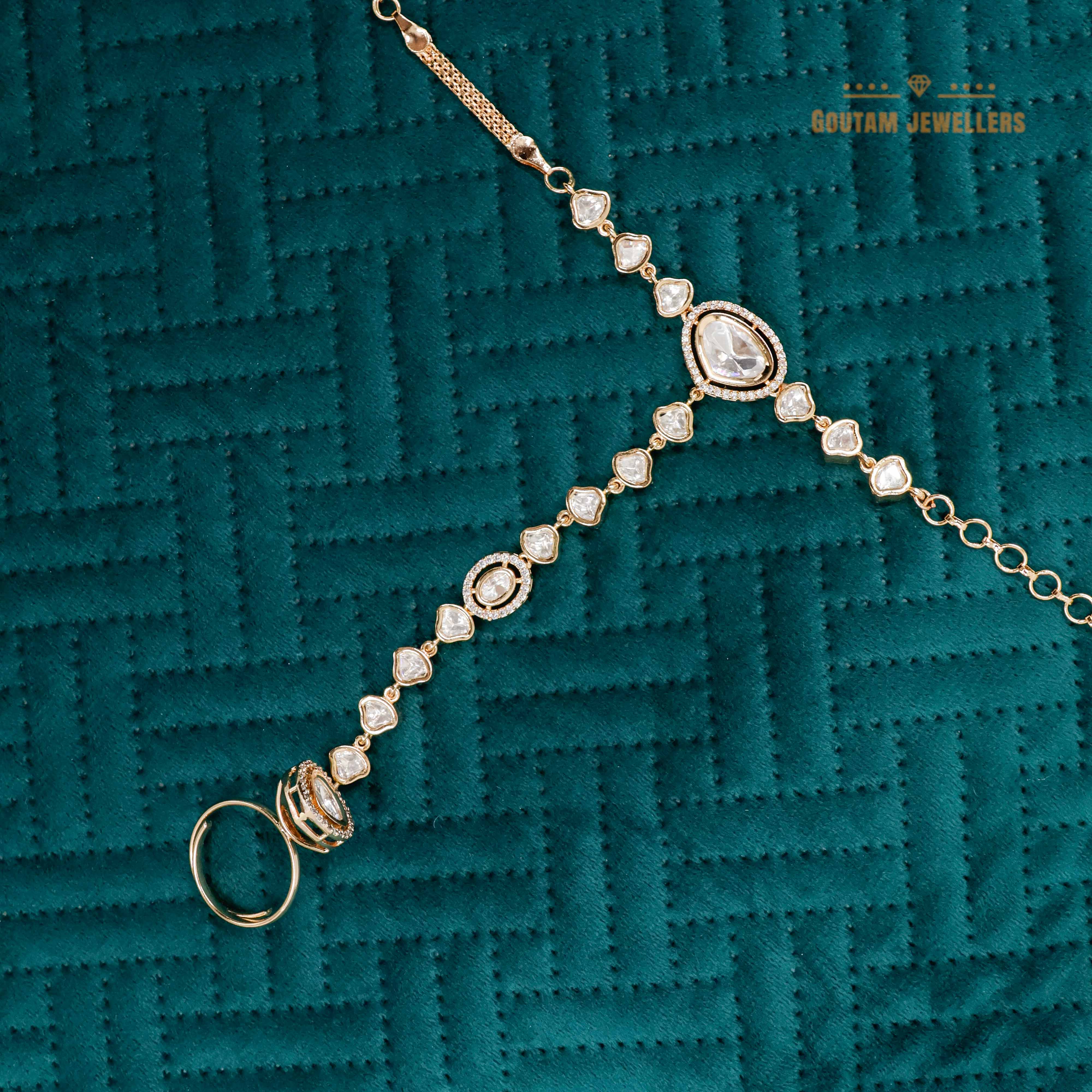 Goutam Jewellers By Ashok Rathod - Tilak Shape Polki Kundan Hathphool