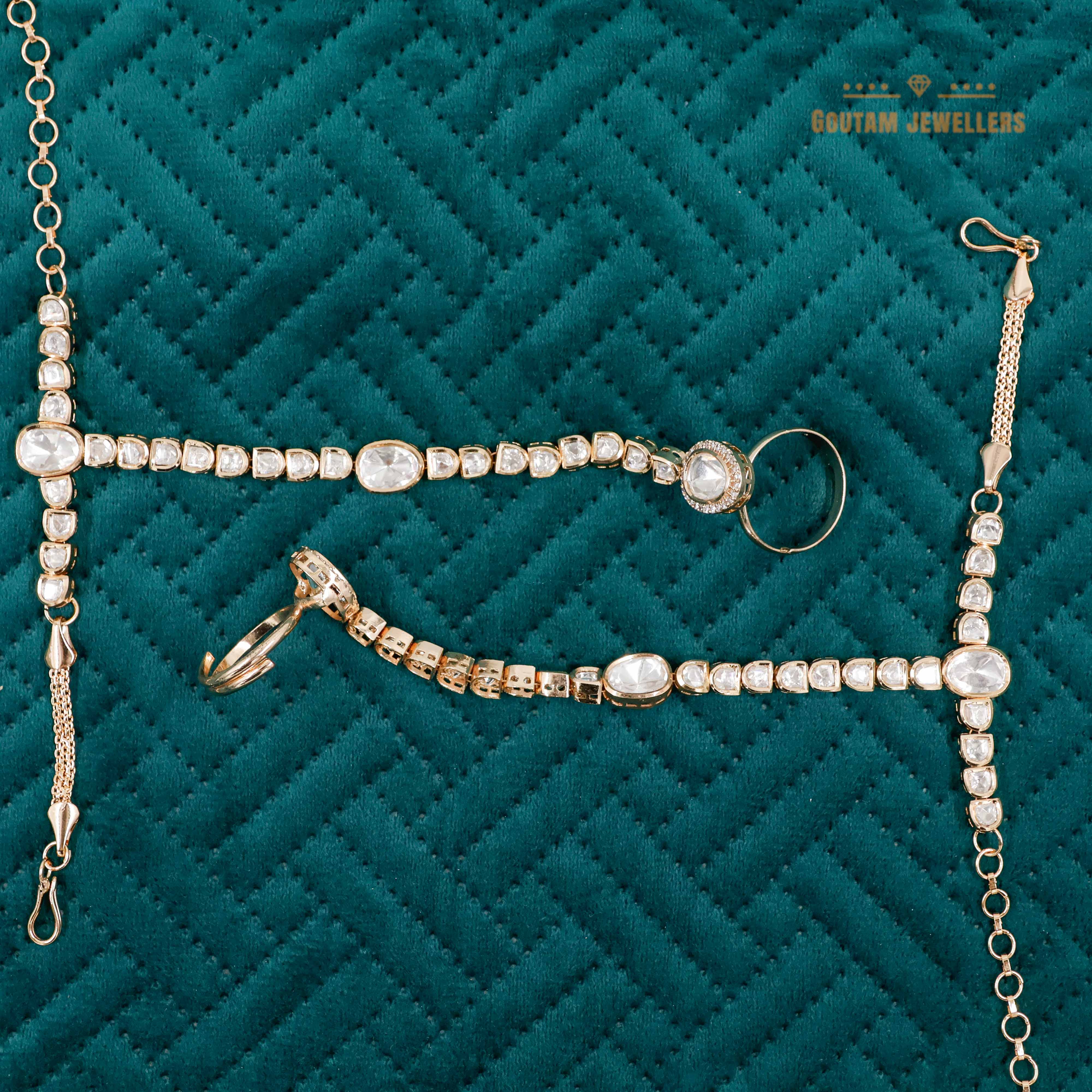 Goutam Jewellers By Ashok Rathod - Elegant Polki Kundan Hathphool