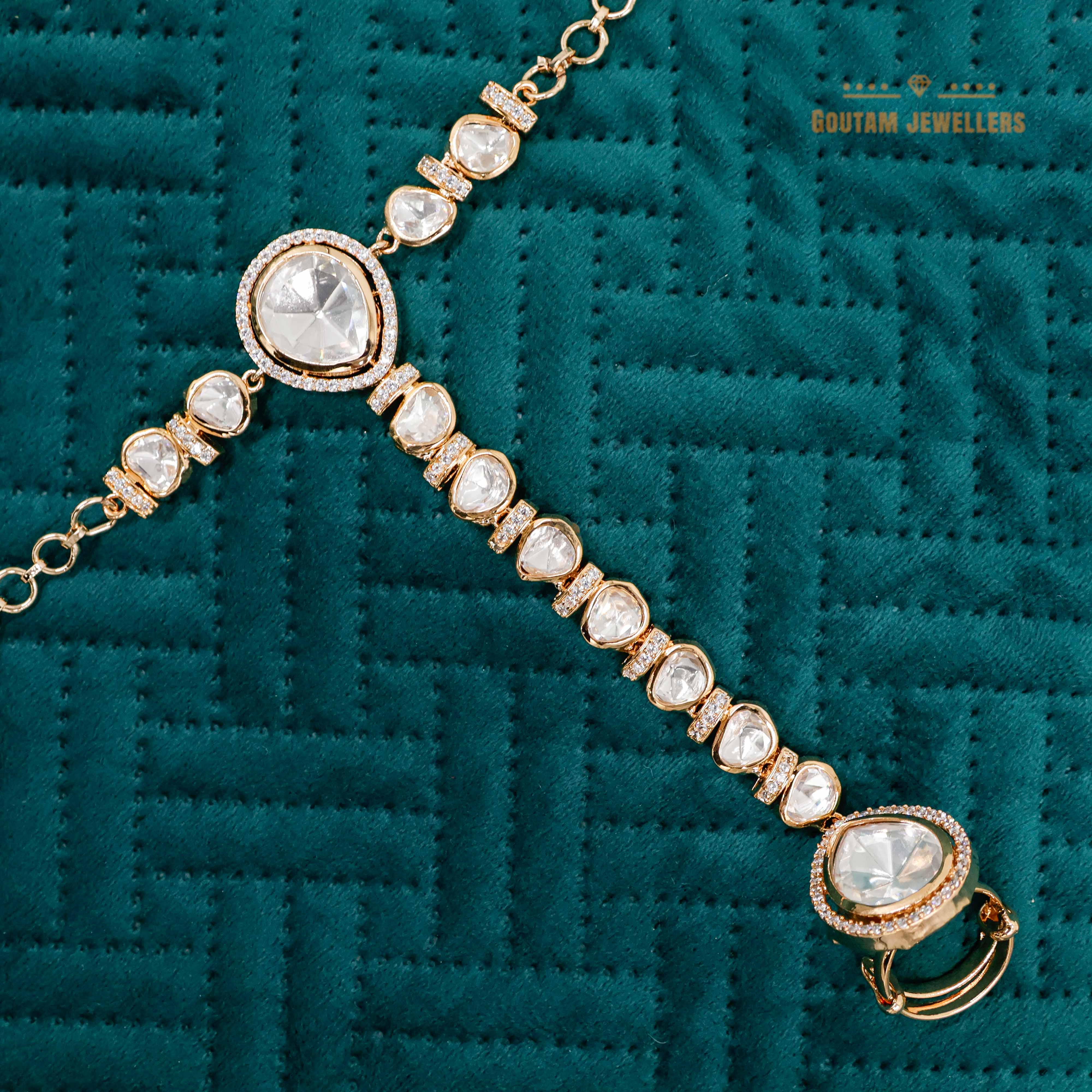 Goutam Jewellers By Ashok Rathod - Kayra Polki Kundan Designer Hathphool