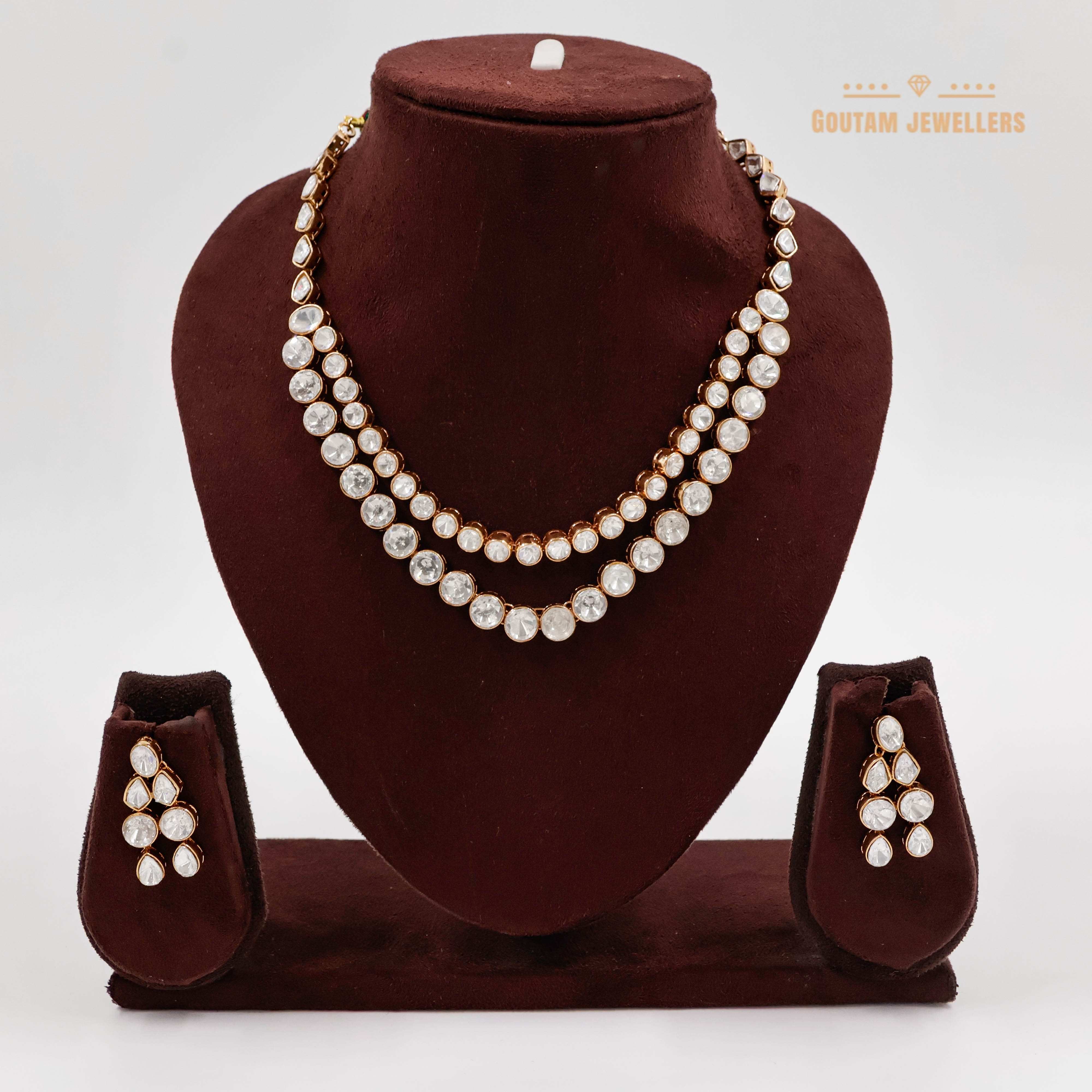 Goutam Jewellers By Ashok Rathod - 2 Layers Moissanite Kundan Set