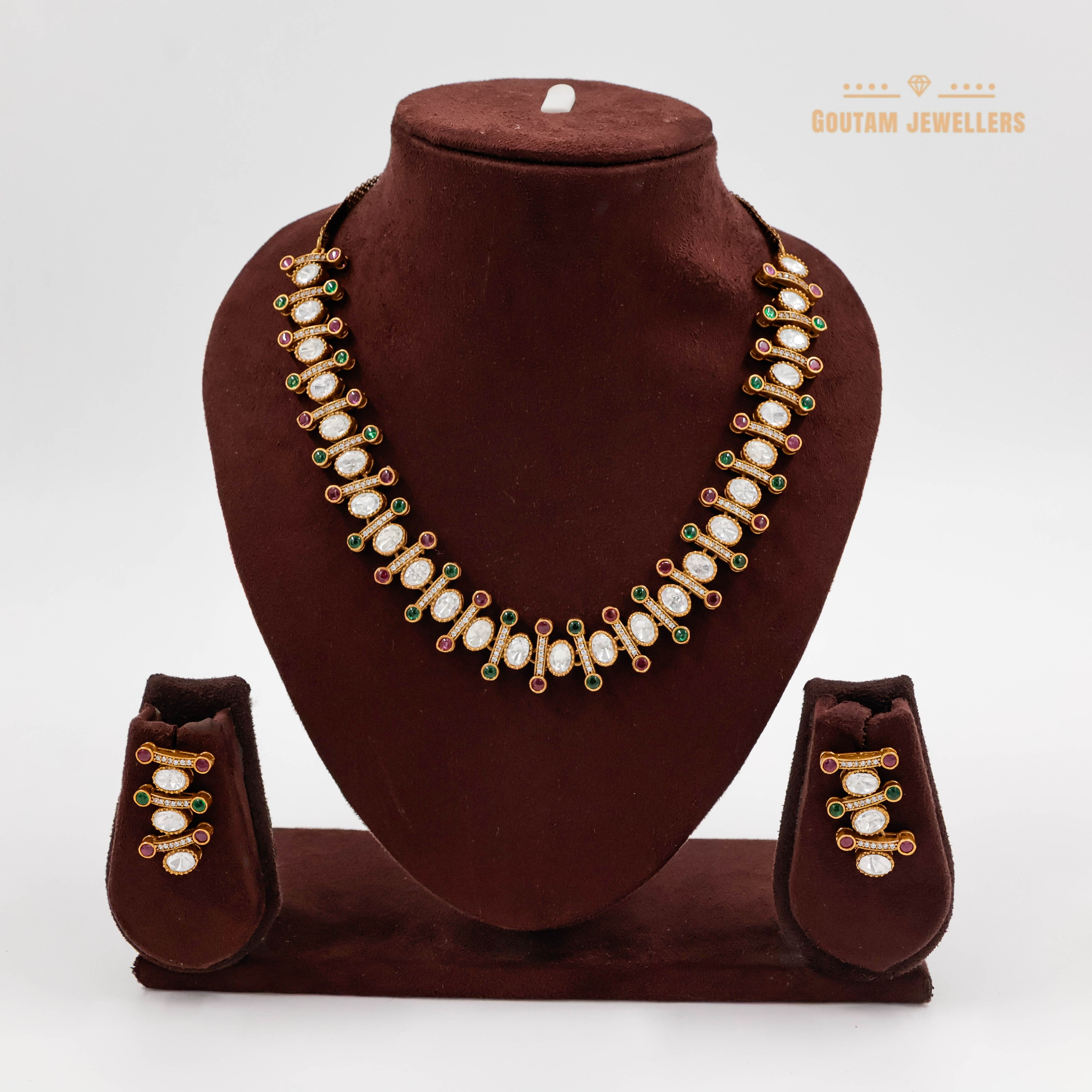 Goutam Jewellers By Ashok Rathod - Sinle line Polki Kundan Set