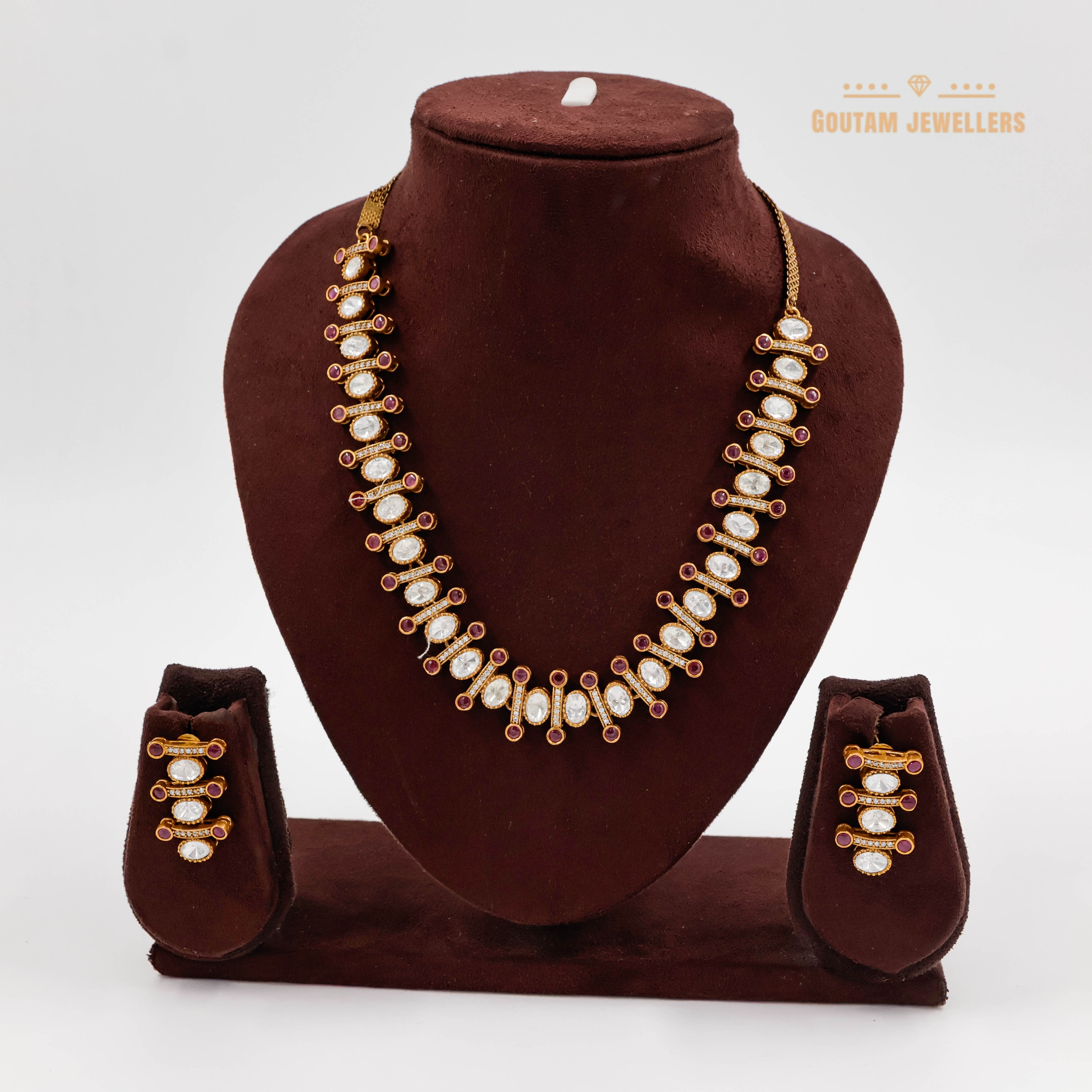 Goutam Jewellers By Ashok Rathod - Sinle line Polki Kundan Set