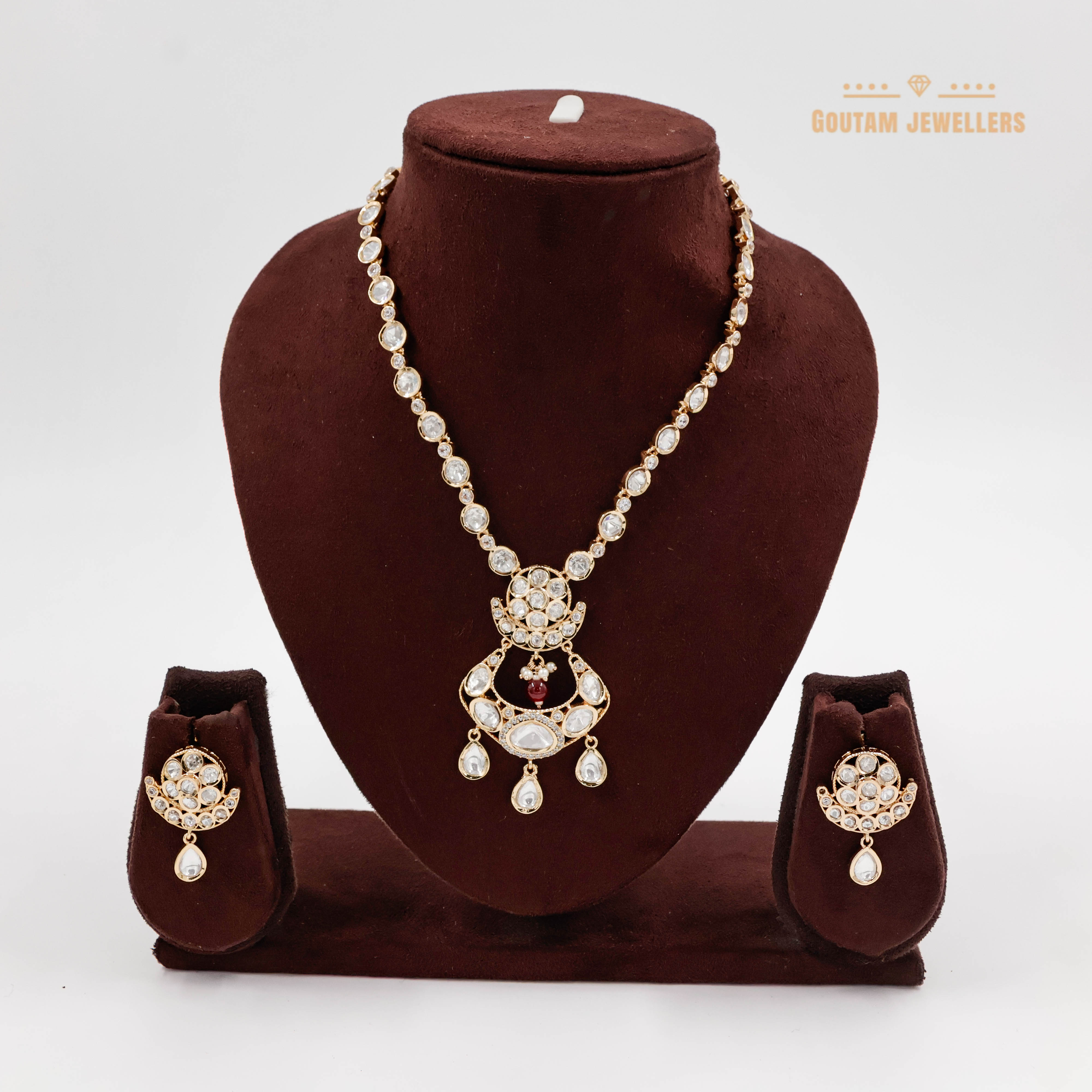 Goutam Jewellers By Ashok Rathod - Mini Long Polki Kundan Set