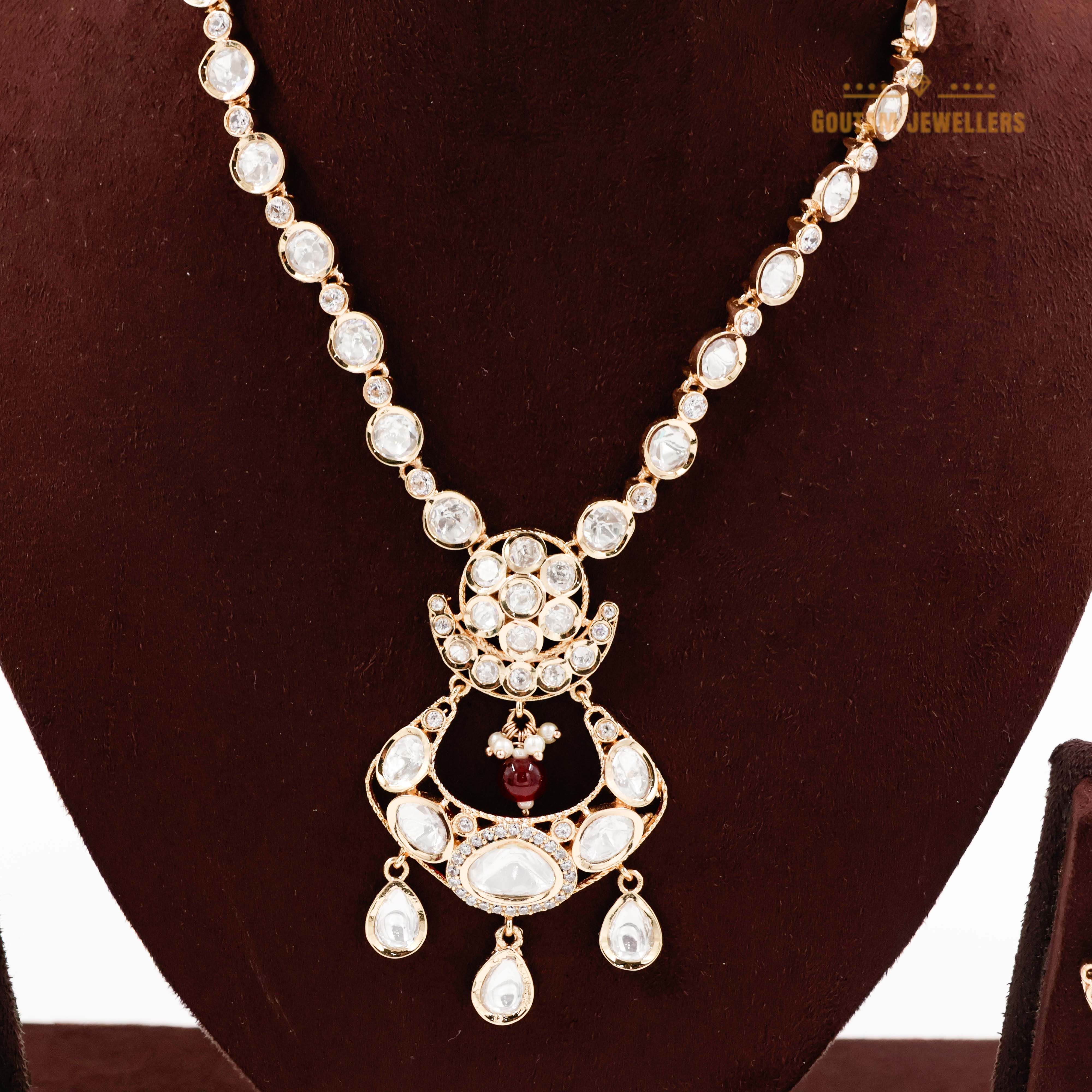 Goutam Jewellers By Ashok Rathod - Mini Long Polki Kundan Set