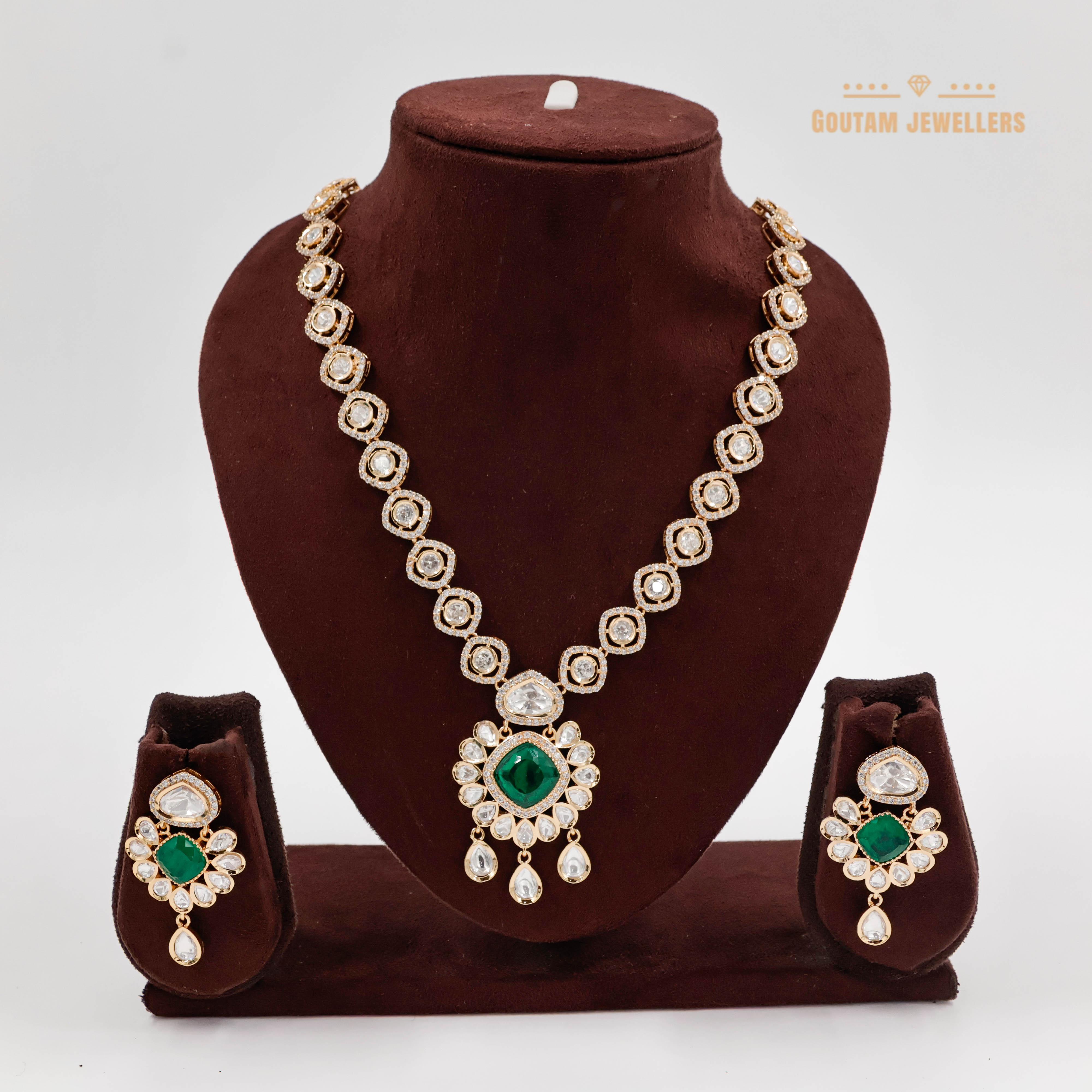 Goutam Jewellers By Ashok Rathod - Mini Long Polki Kundan Set