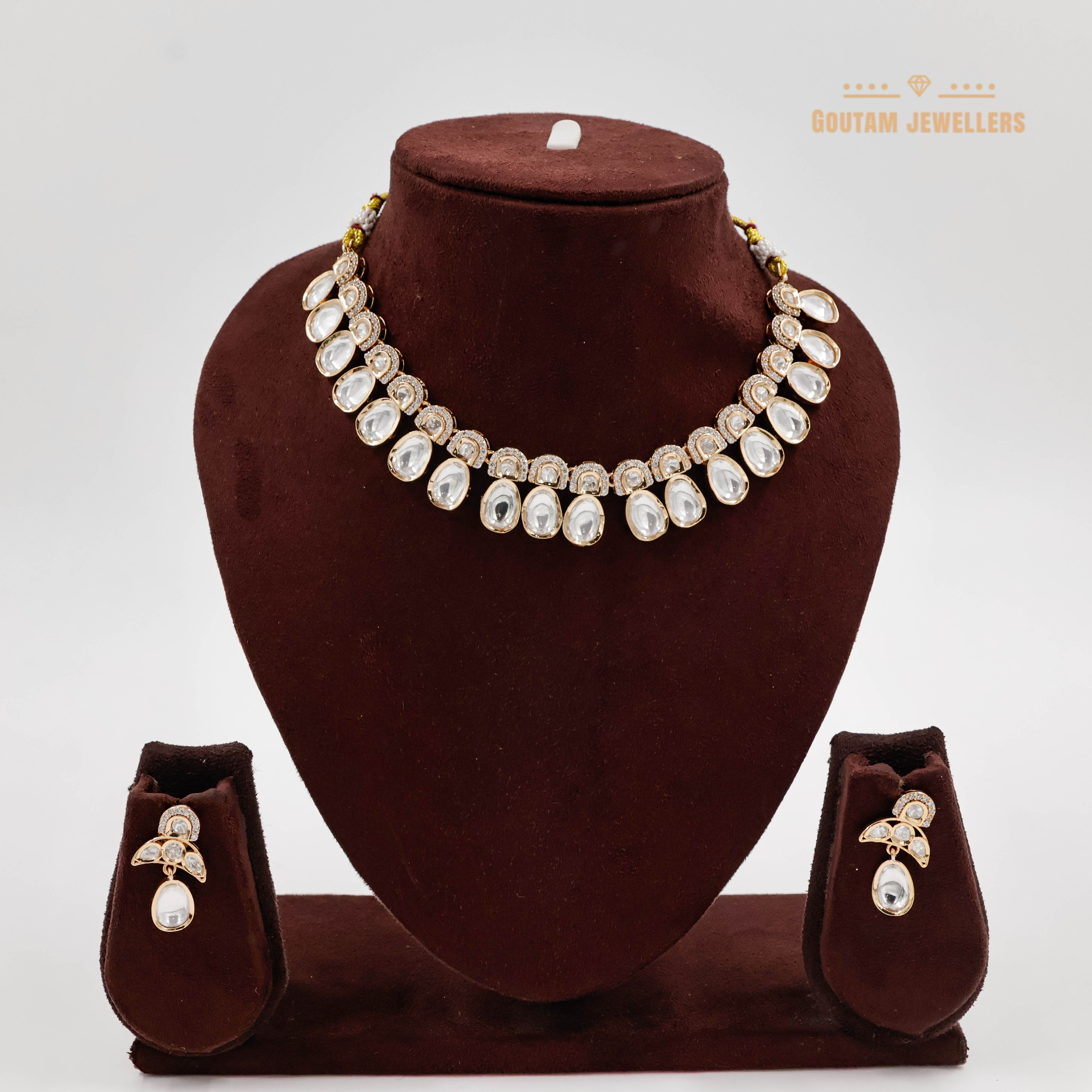 Goutam Jewellers By Ashok Rathod - 2 layer with Drops Polki Kundan Set