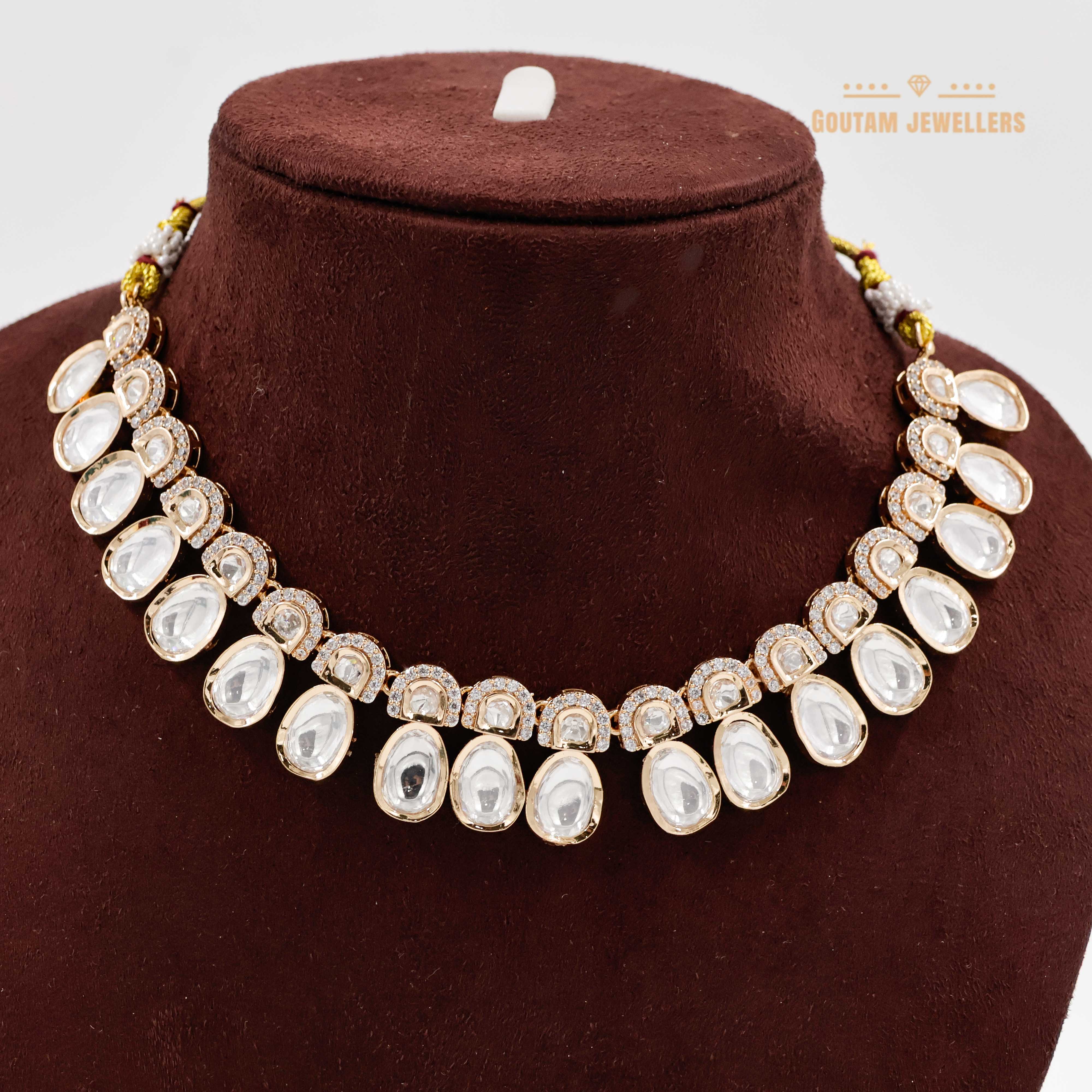 Goutam Jewellers By Ashok Rathod - 2 layer with Drops Polki Kundan Set