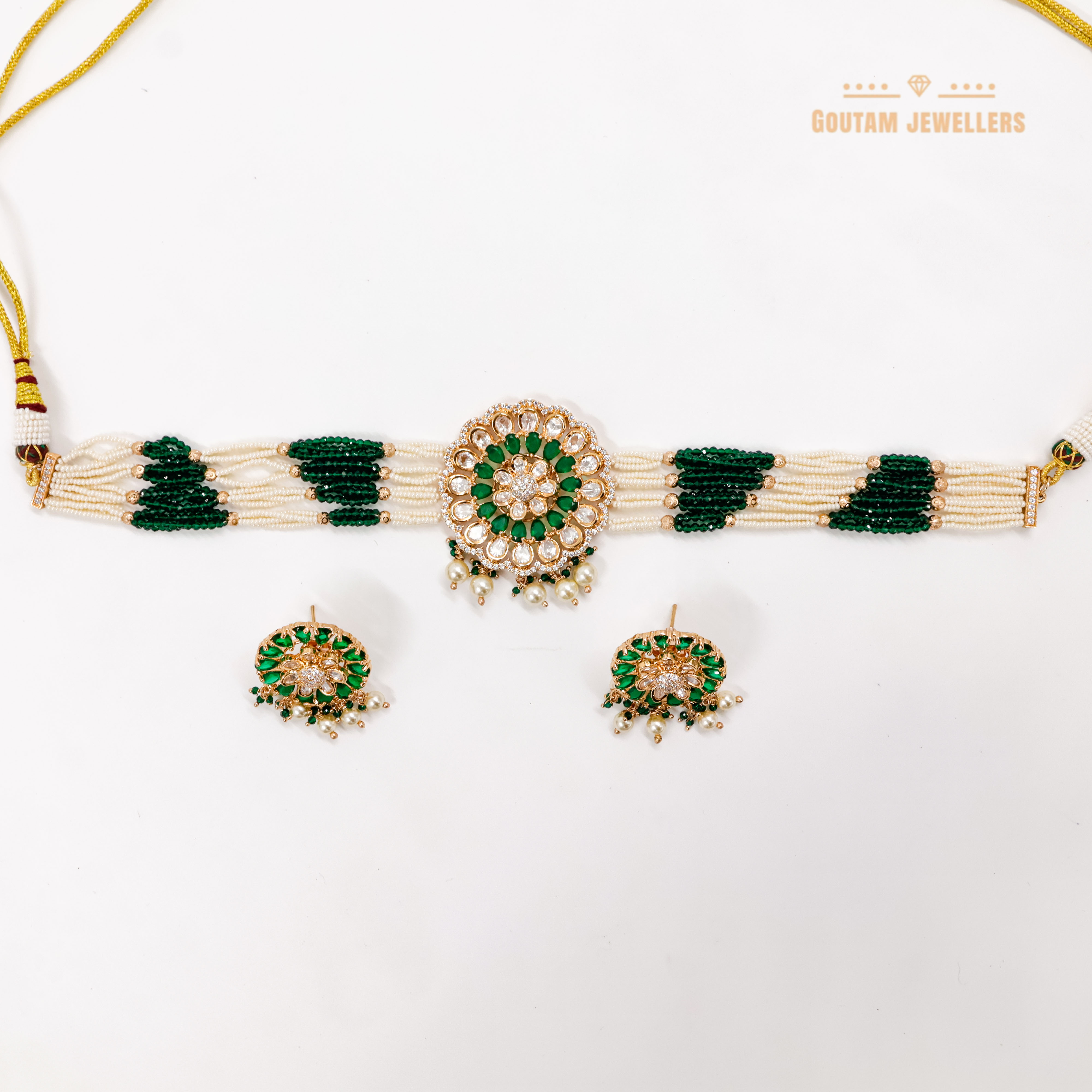 Goutam Jewellers By Ashok Rathod - Round Shape Polki Kundan Choker Set